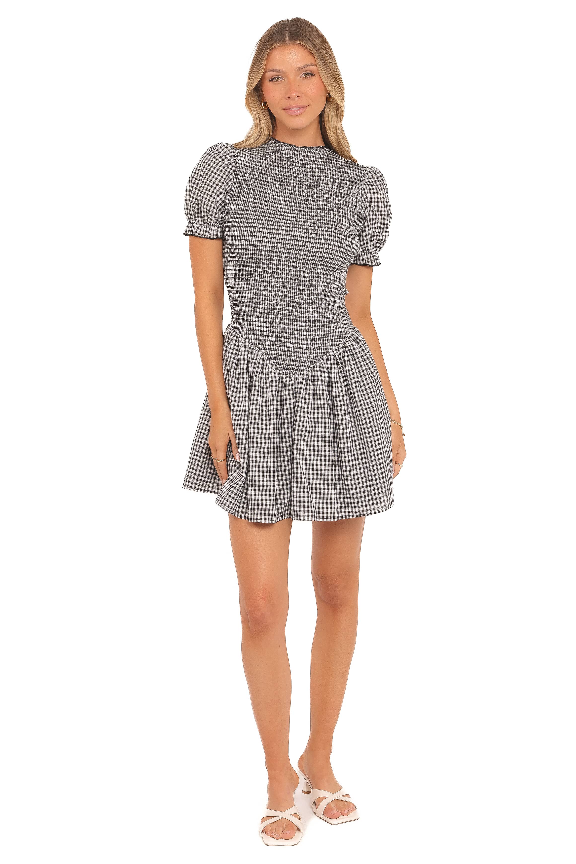 Petal and Pup USA DRESSES Celine Mini Dress - Black Gingham