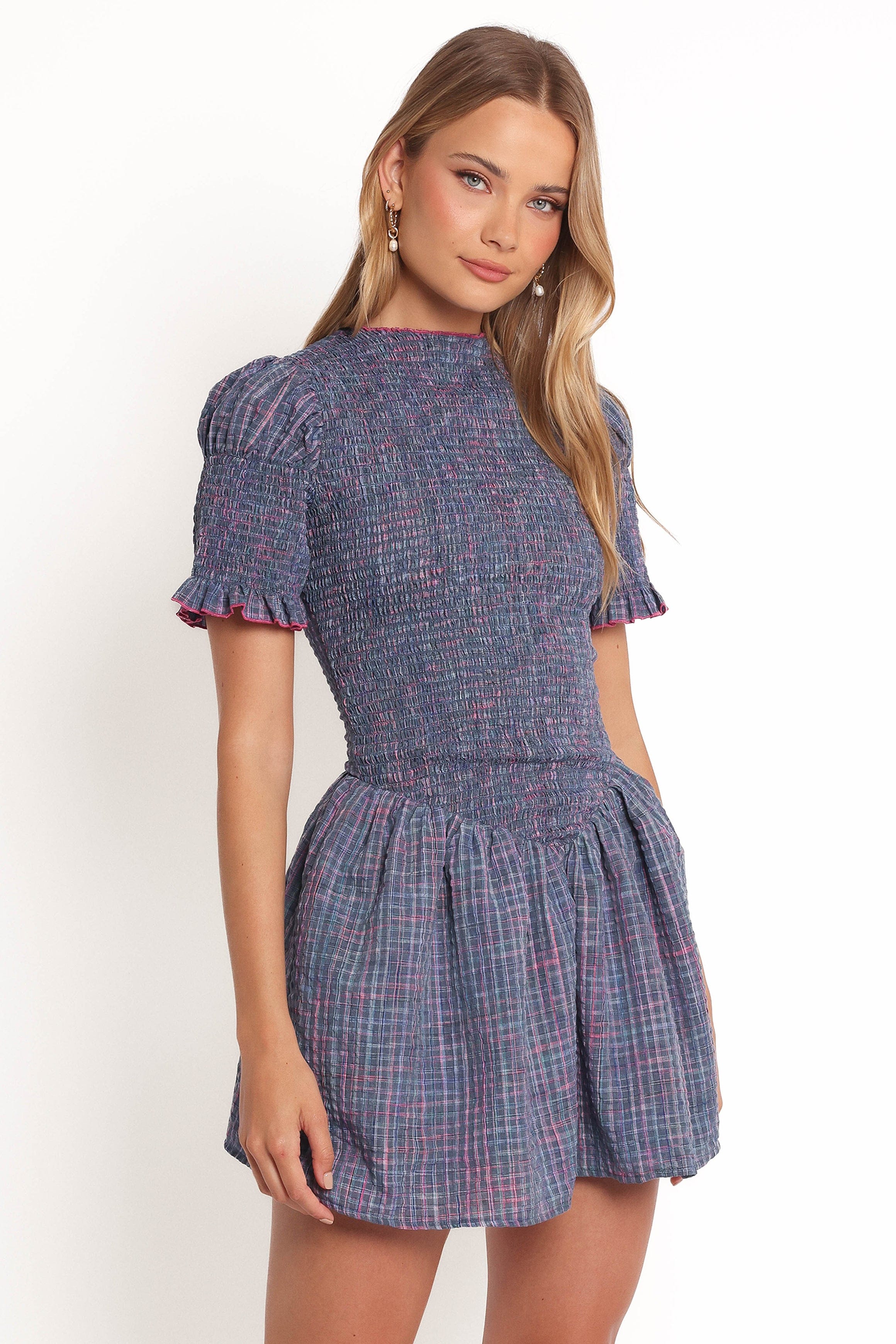 Petal and Pup USA DRESSES Celine Mini Dress - Navy Plaid (Hold for Rack)