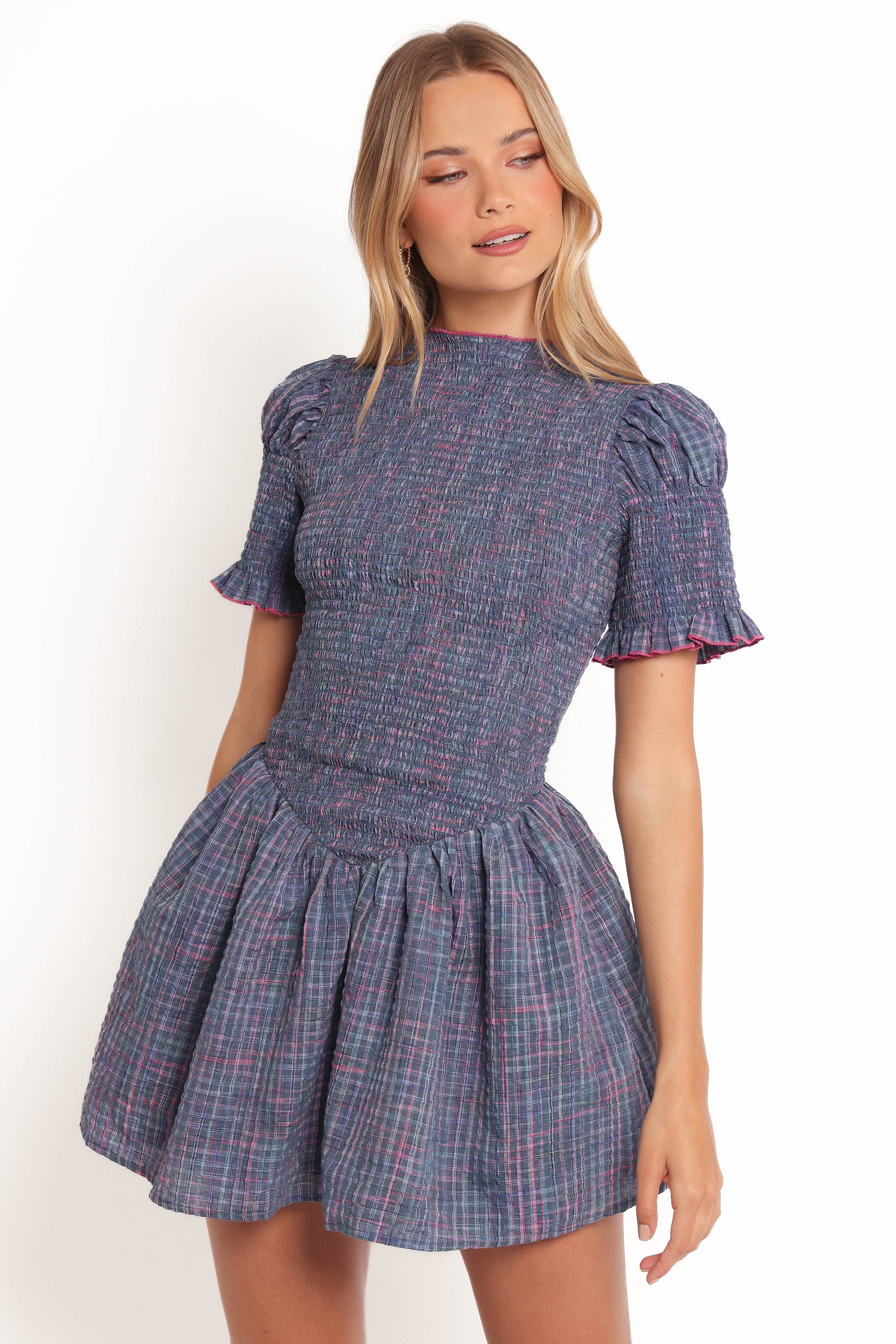 Petal and Pup USA DRESSES Celine Mini Dress - Navy Plaid (Hold for Rack)