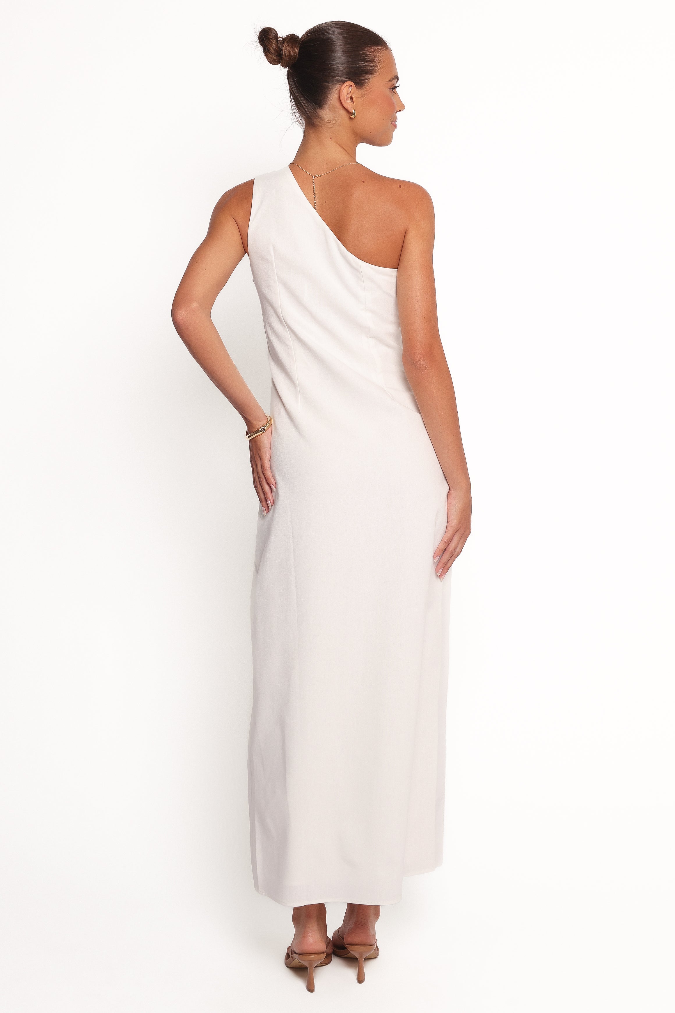 Petal and Pup USA DRESSES Chandler One Shoulder Maxi Dress - White