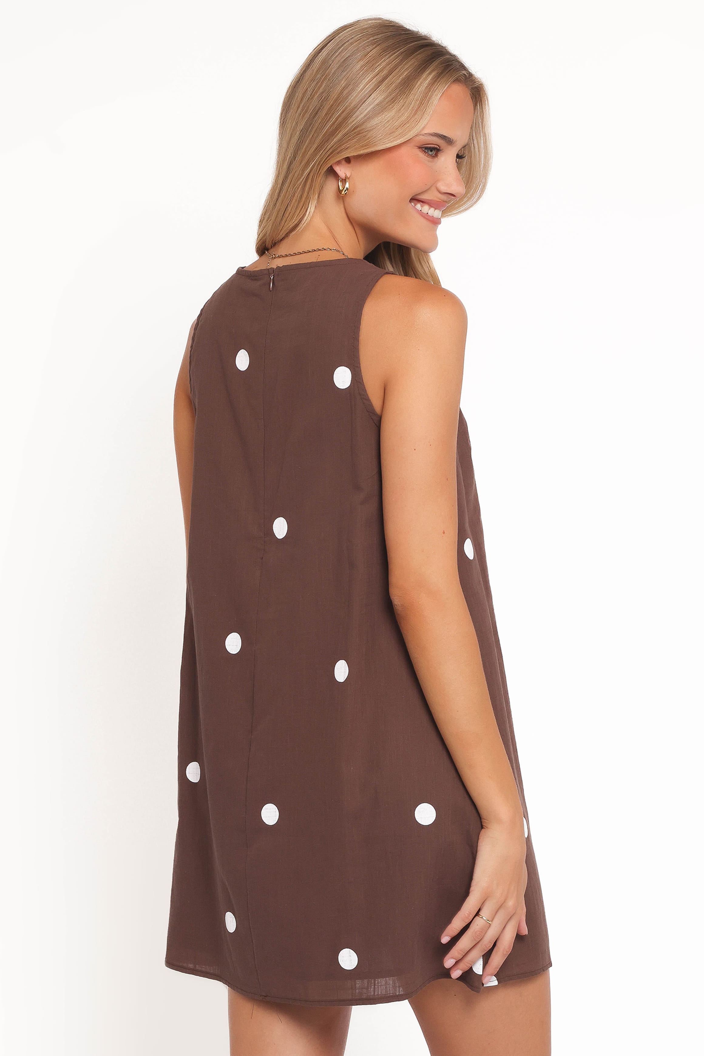 Petal and Pup USA DRESSES Chantelle Mini Dress - Chocolate Polka Dot