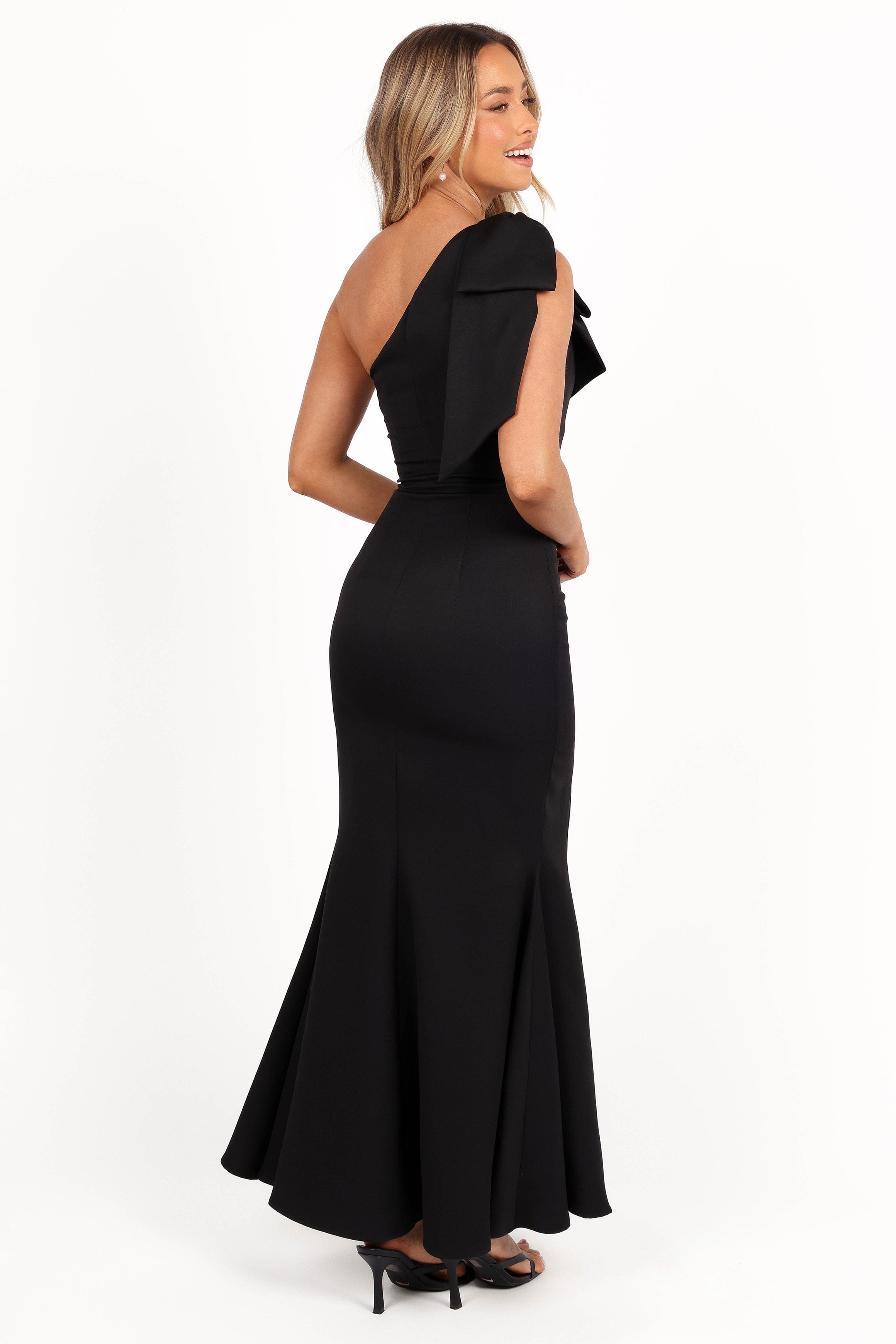 Petal and Pup USA DRESSES Charmed One Shoulder Midi Dress - Black