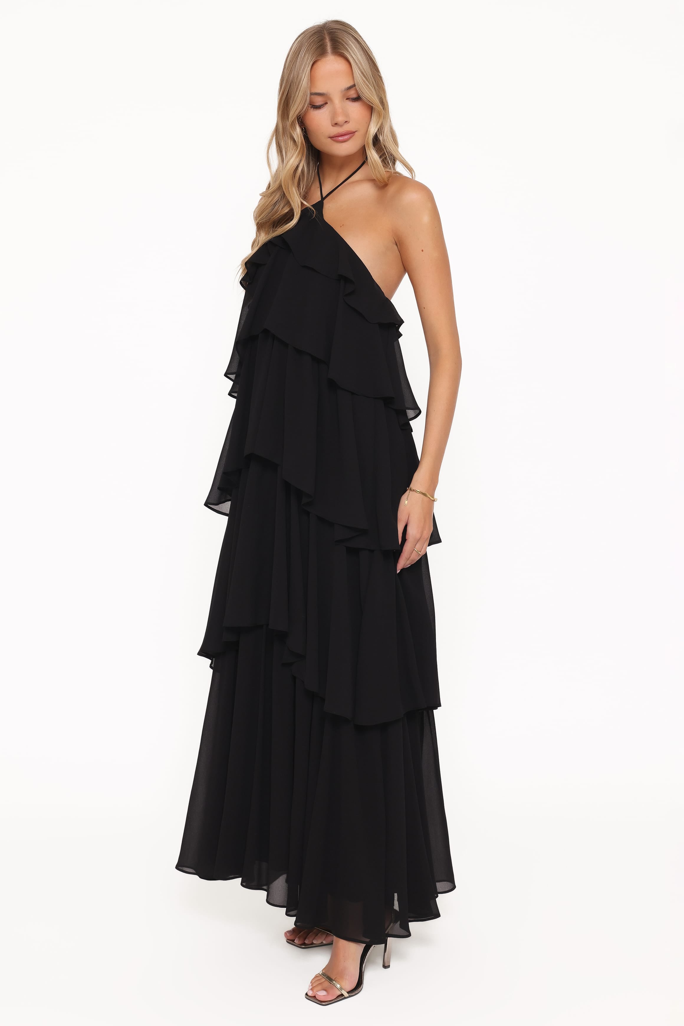 Petal and Pup USA DRESSES Chasity Halterneck Maxi Dress - Black