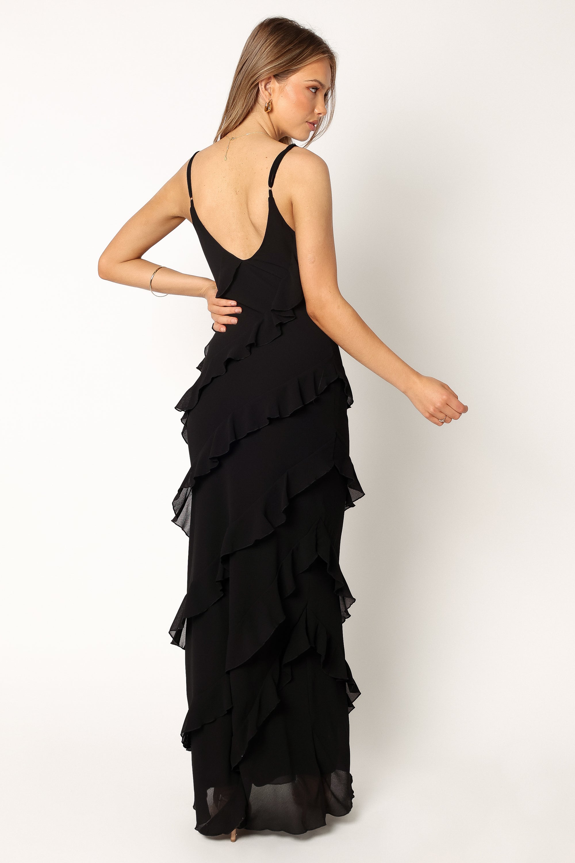 Petal and Pup USA DRESSES Ciao Ruffles Maxi Dress - Black