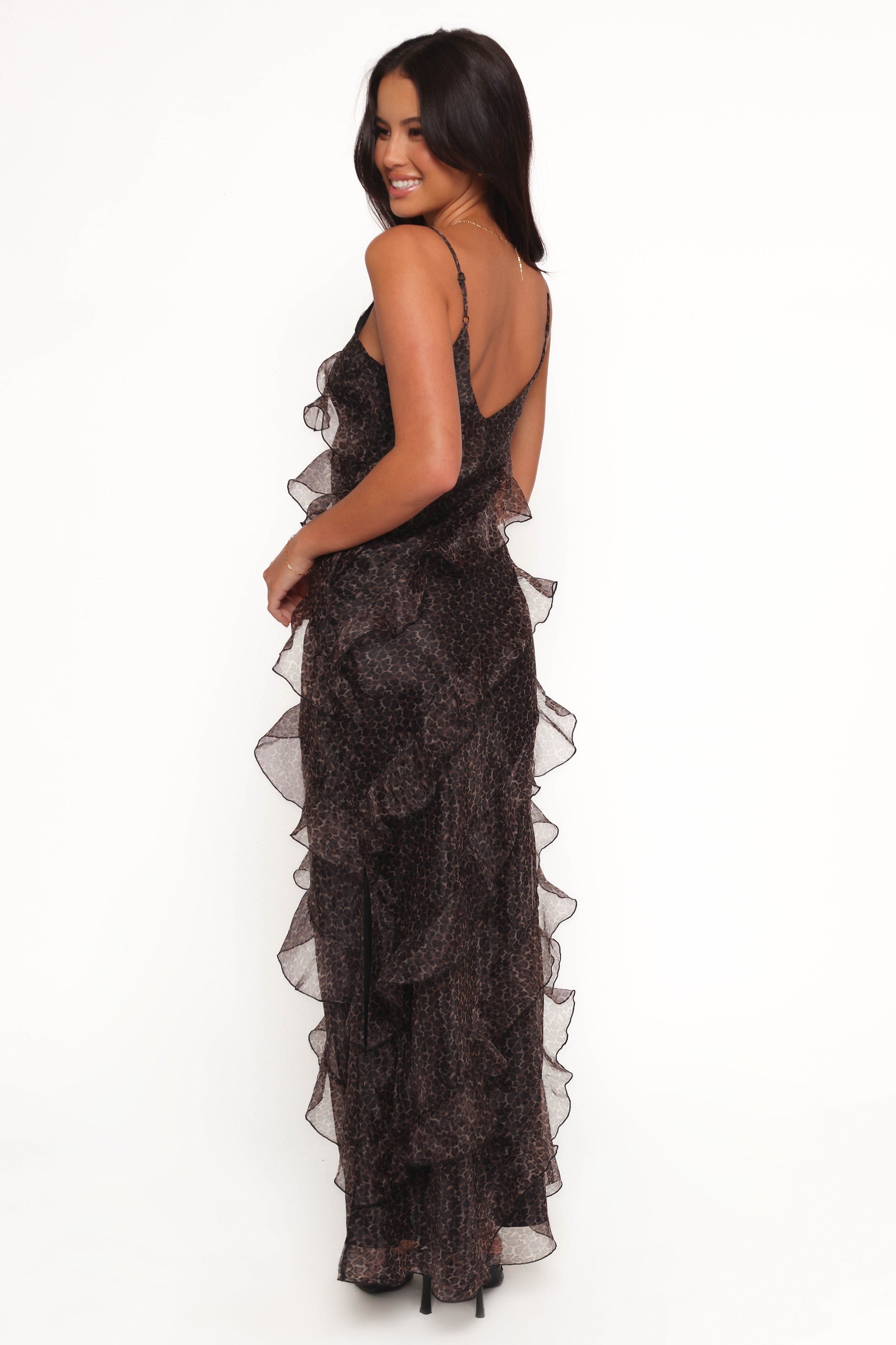 Petal and Pup USA DRESSES Ciao Ruffles Maxi Dress - Black Leopard