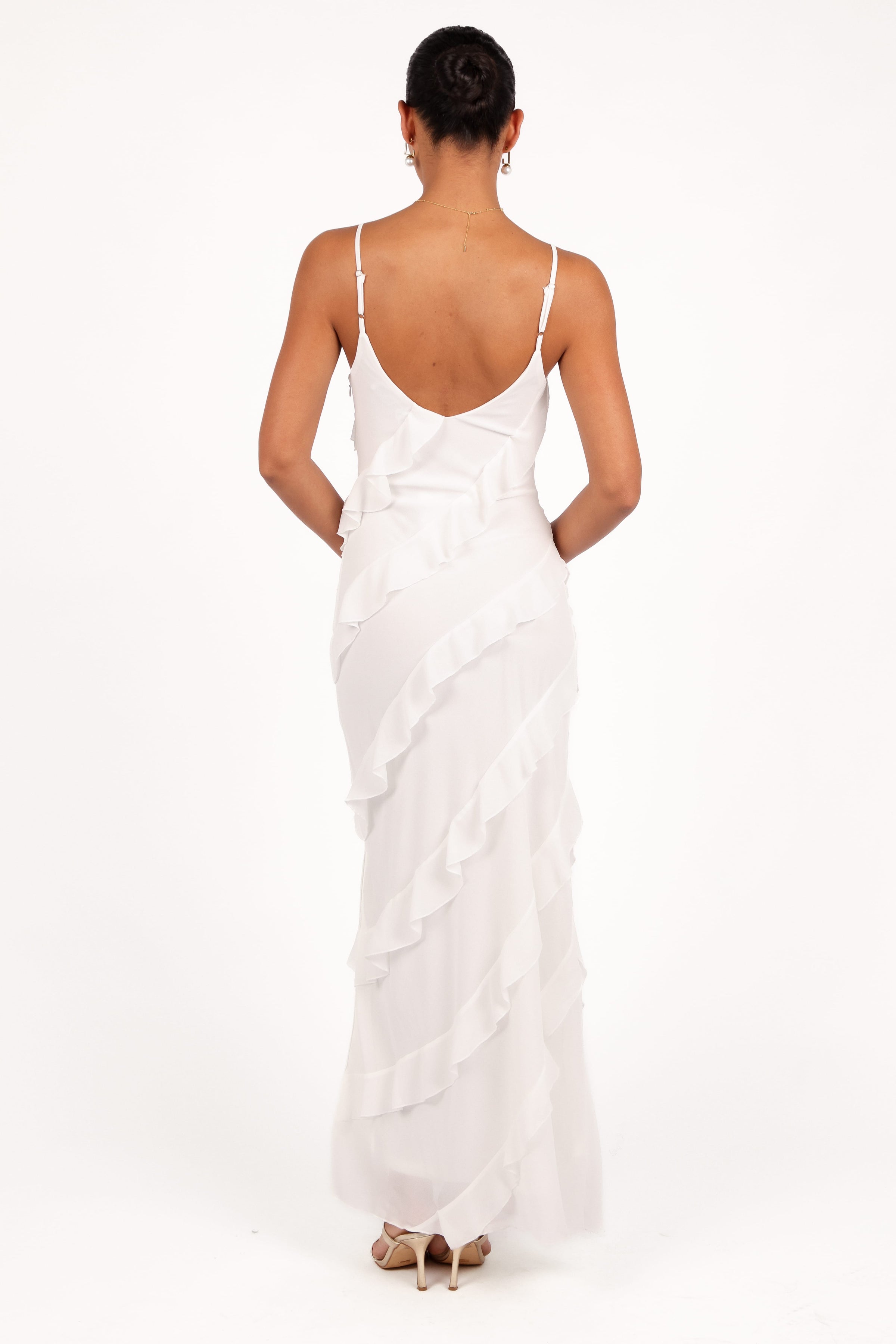 Petal and Pup USA DRESSES Ciao Ruffles Maxi Dress - Cloud White