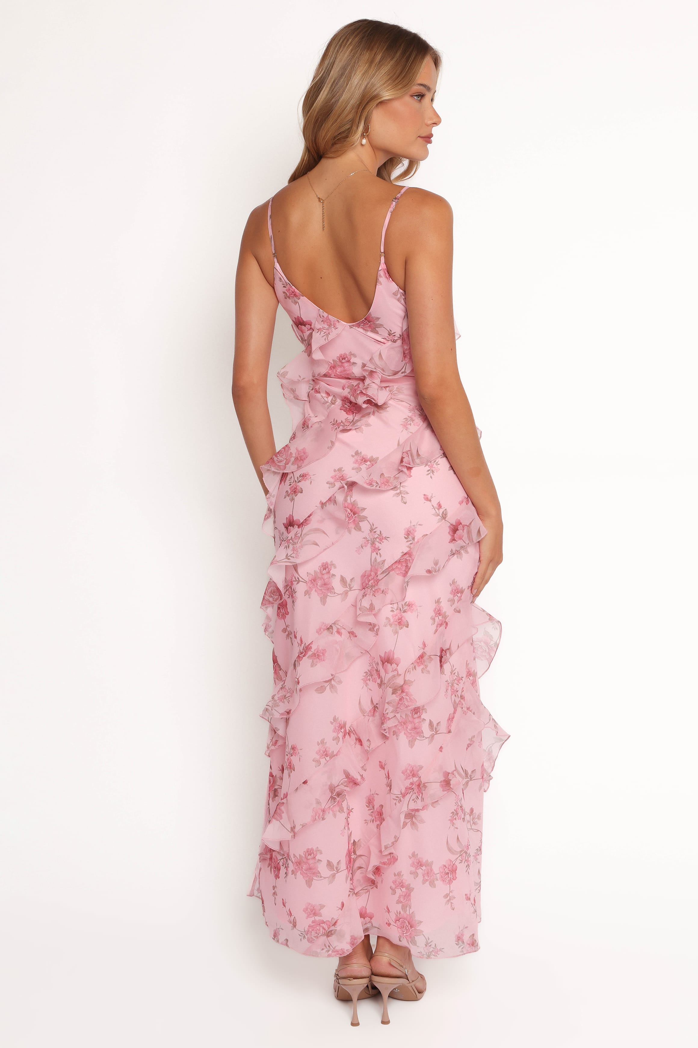 Petal and Pup USA DRESSES Ciao Ruffles Maxi Dress - Pink Floral