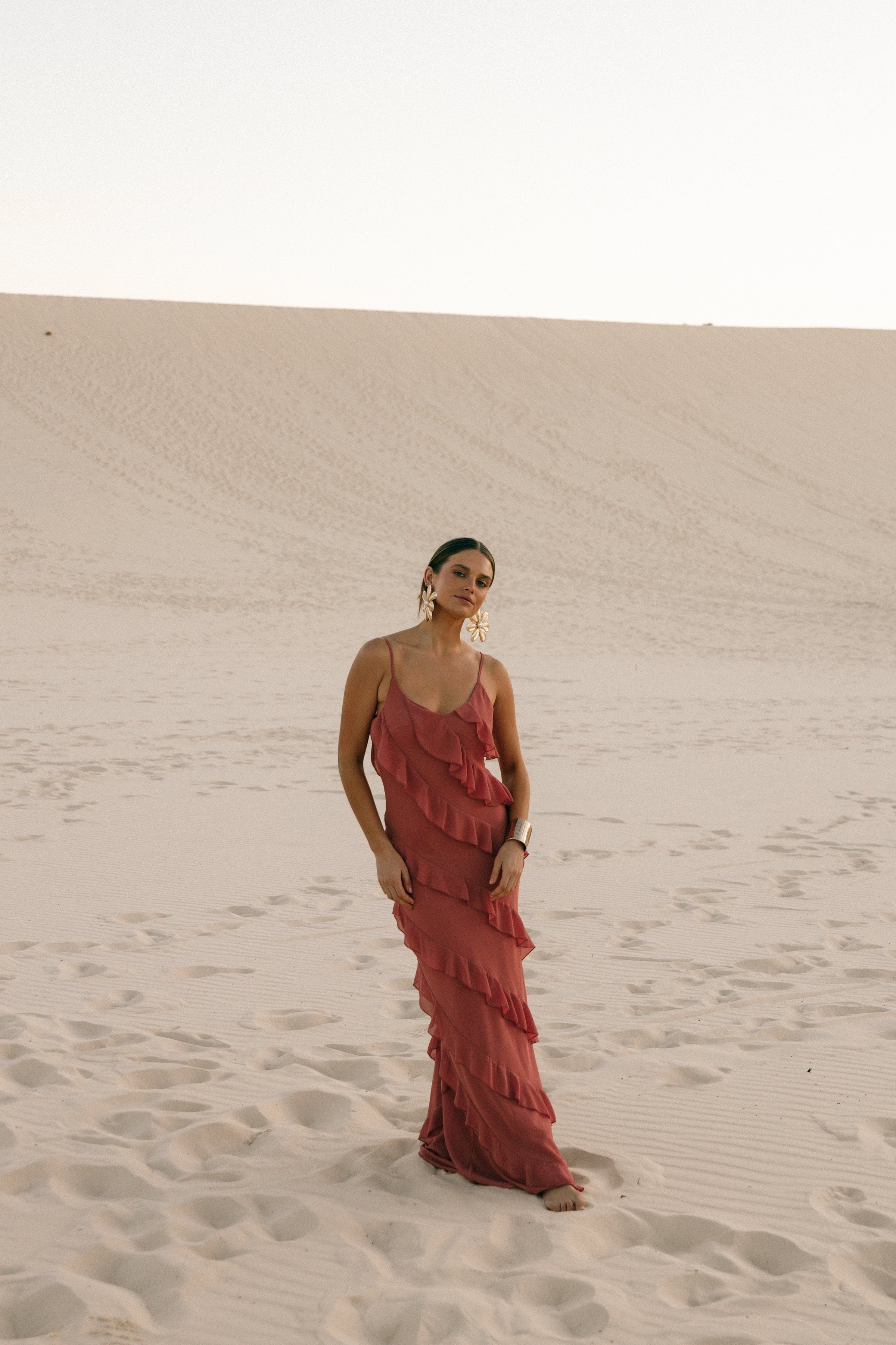 Petal and Pup USA DRESSES Ciao Ruffles Maxi Dress - Rosewood