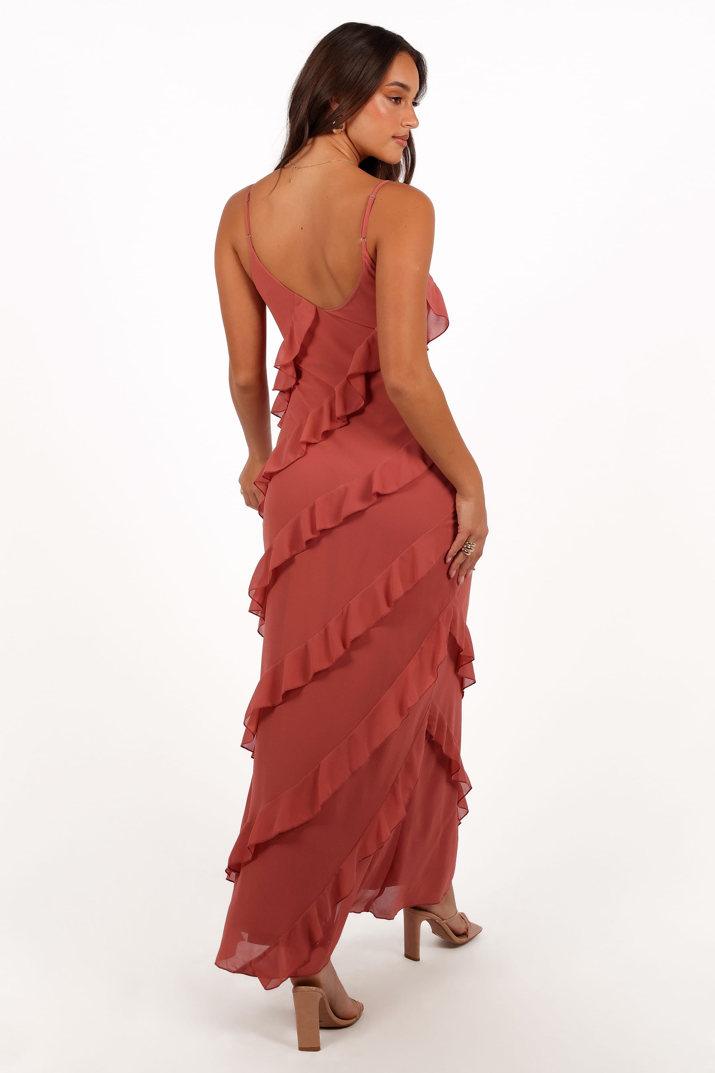 Petal and Pup USA DRESSES Ciao Ruffles Maxi Dress - Rosewood