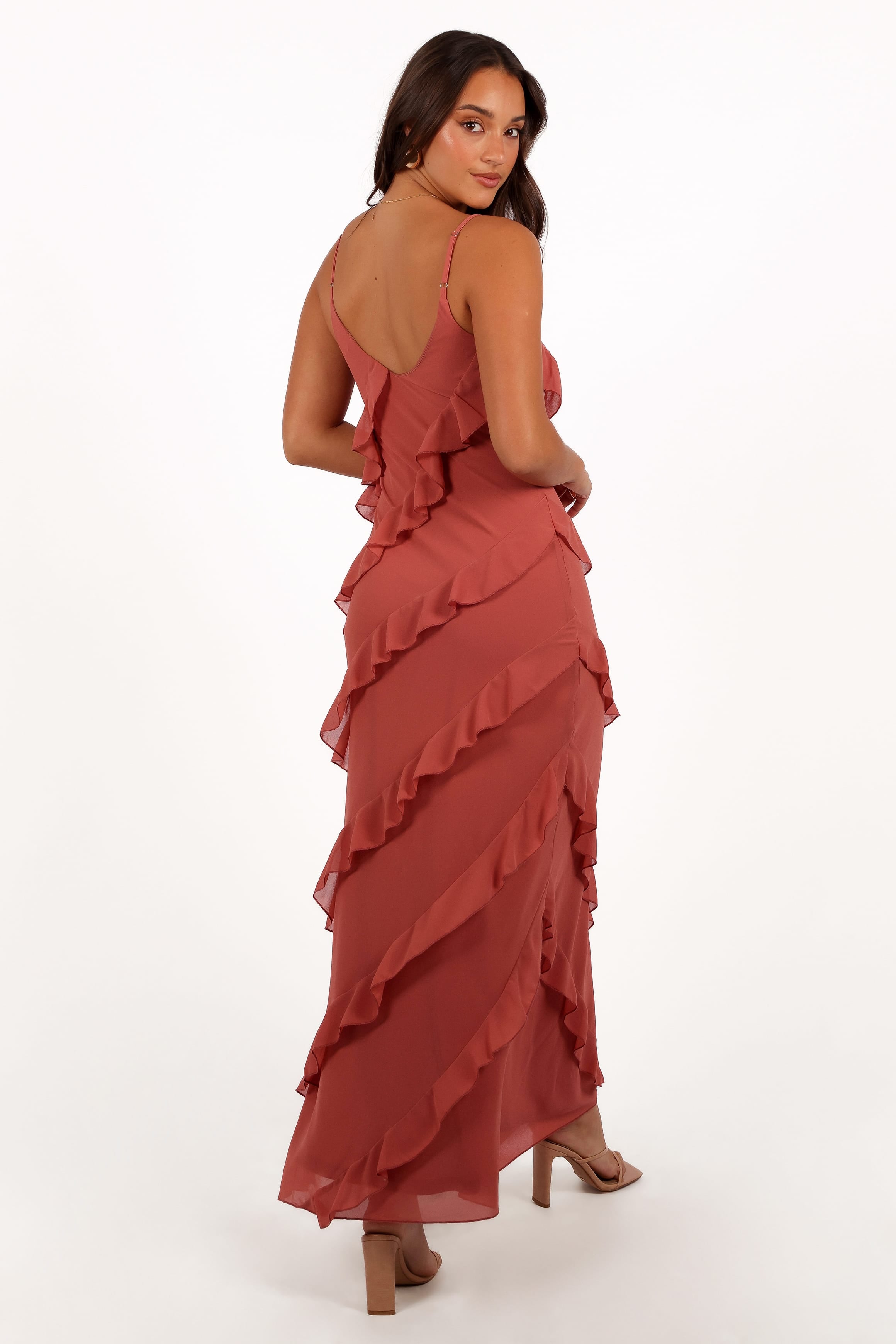 Petal and Pup USA DRESSES Ciao Ruffles Maxi Dress - Rosewood