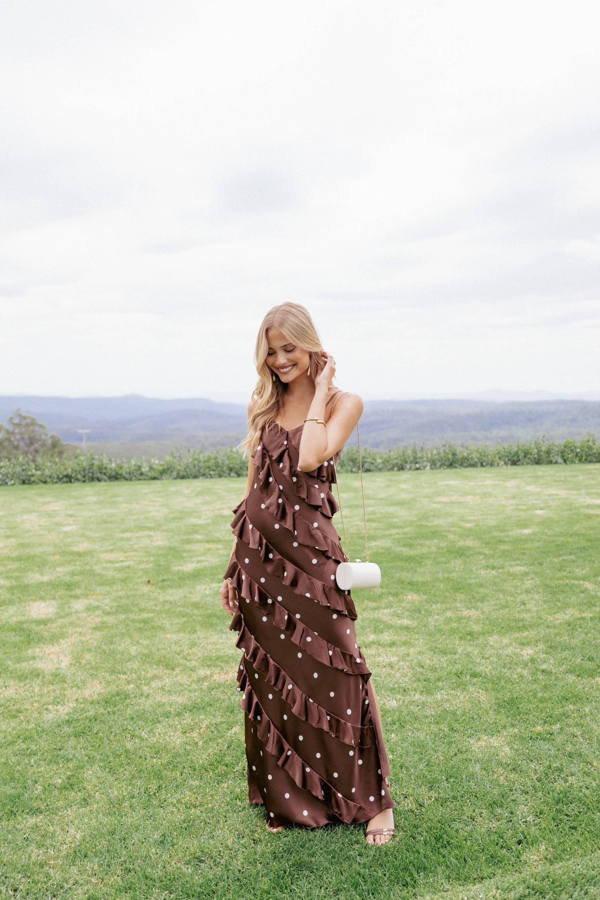 Petal and Pup Women's Ciao Ruffles Maxi Satin Dress