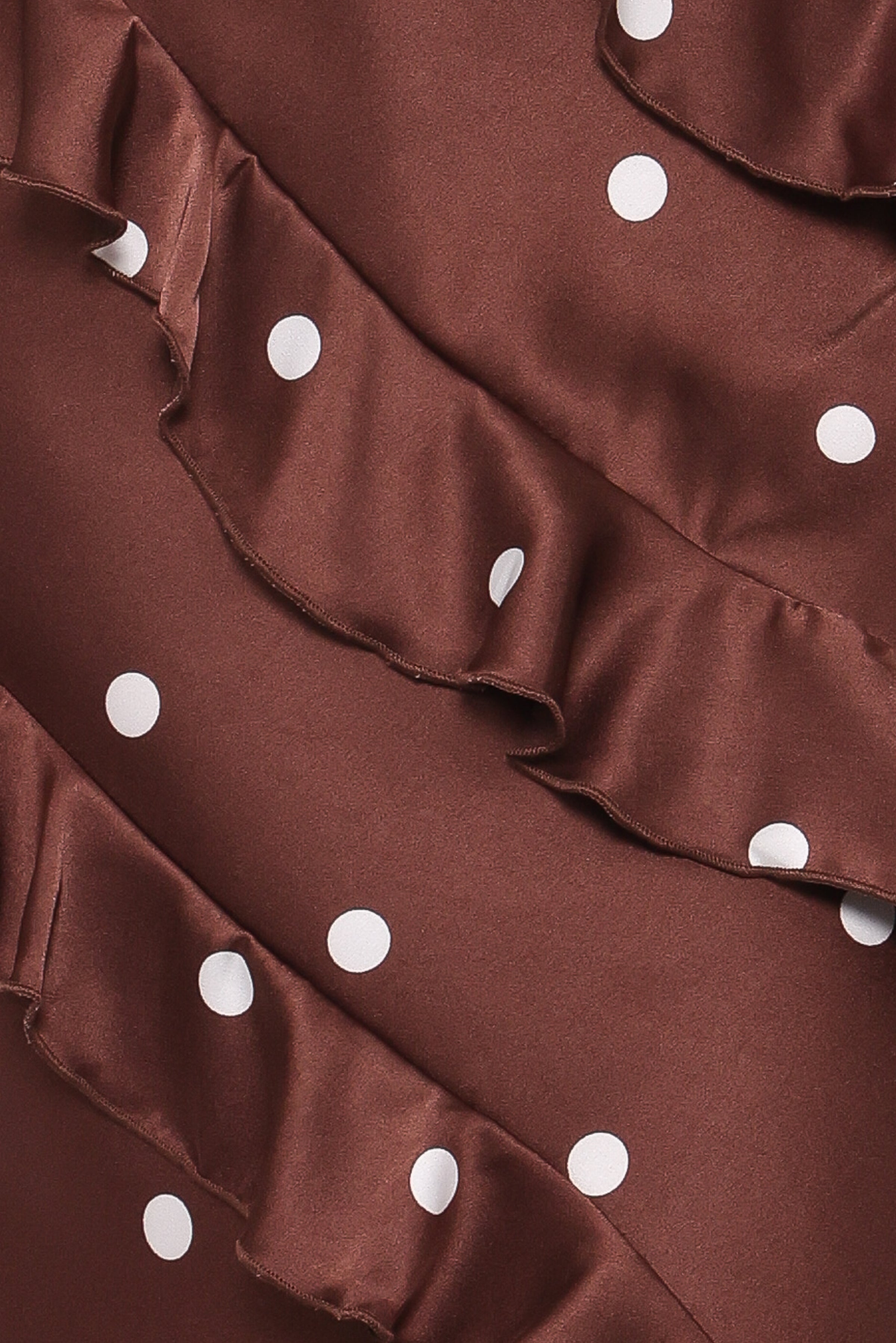 Petal and Pup USA DRESSES Ciao Ruffles Maxi Satin Dress - Brown Polka Dot