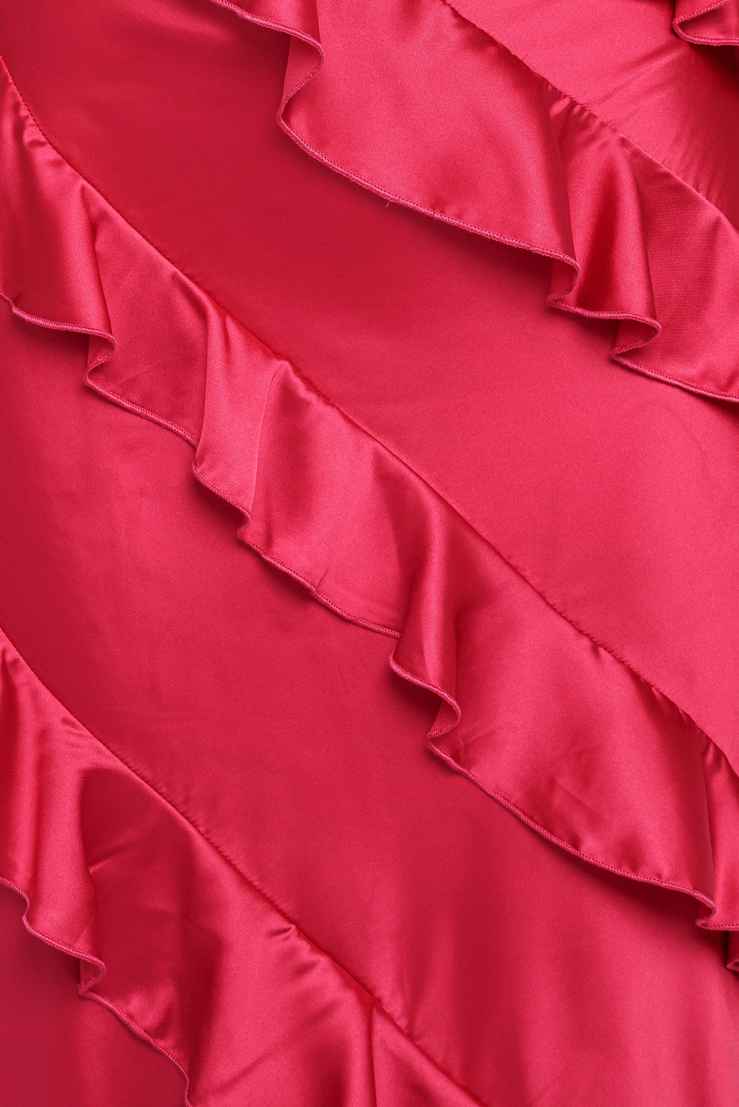 Petal and Pup USA DRESSES Ciao Ruffles Maxi Satin Dress - Fuchsia