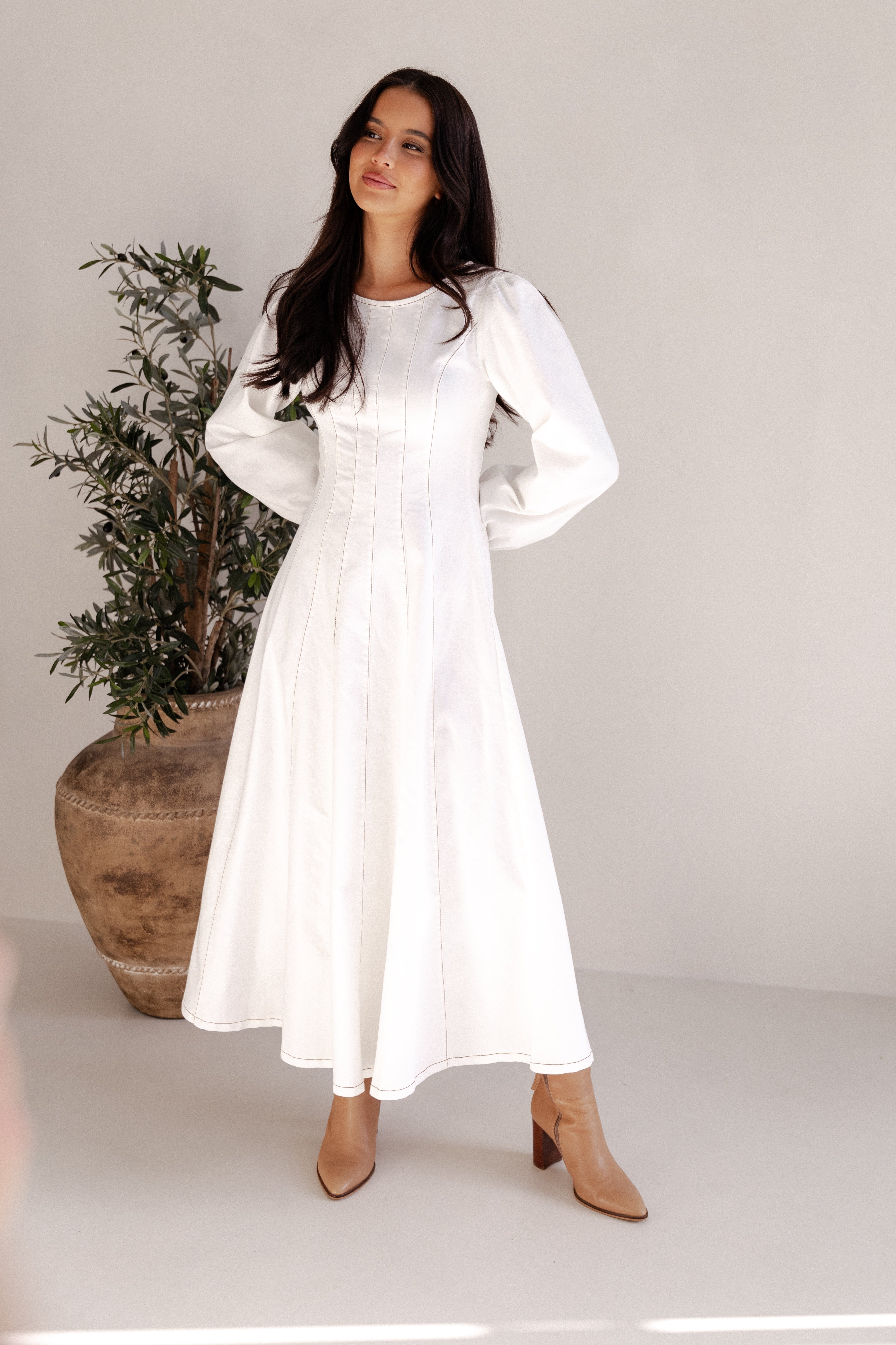 Petal and Pup USA DRESSES Cilla Midi Dress - White