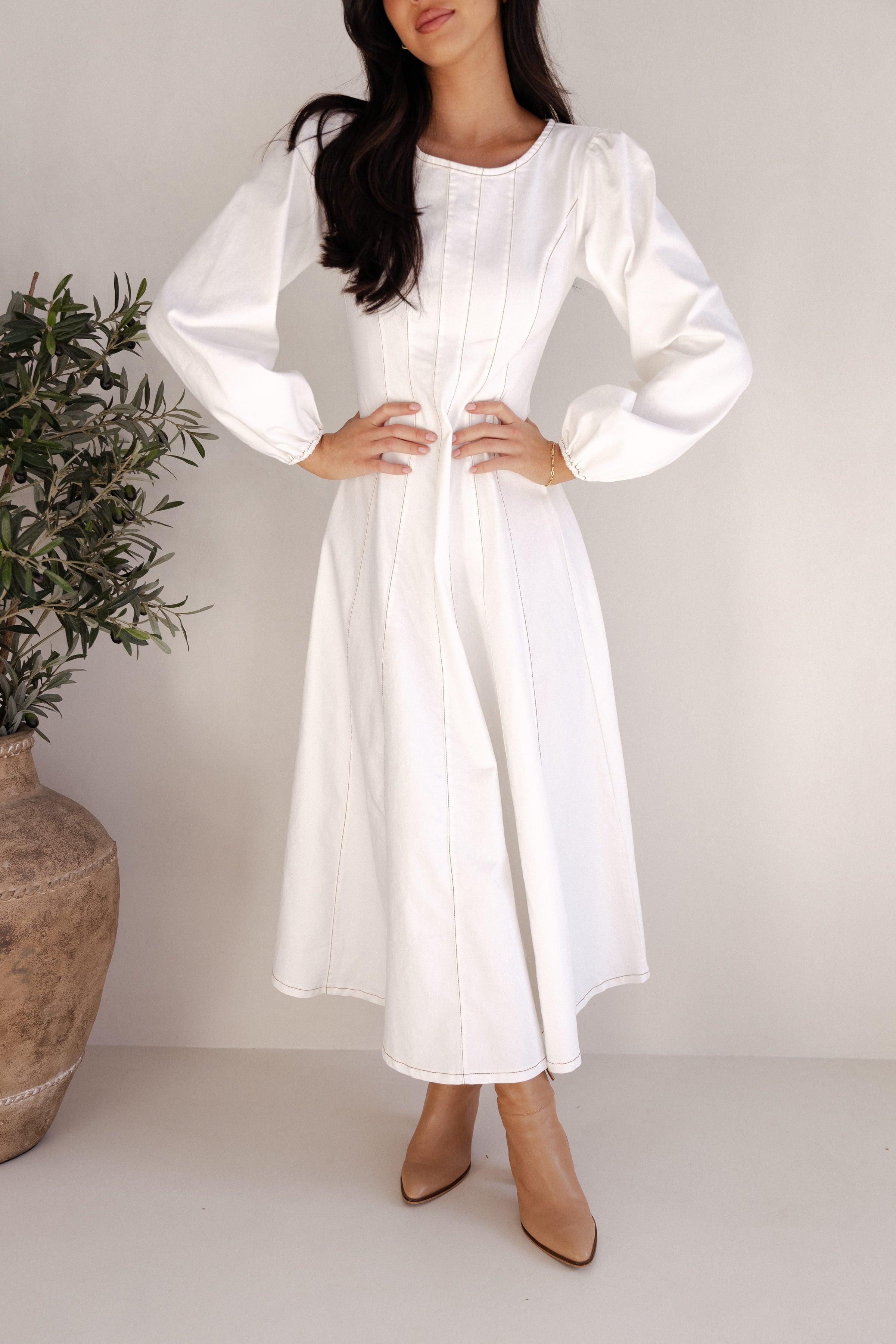 Petal and Pup USA DRESSES Cilla Midi Dress - White