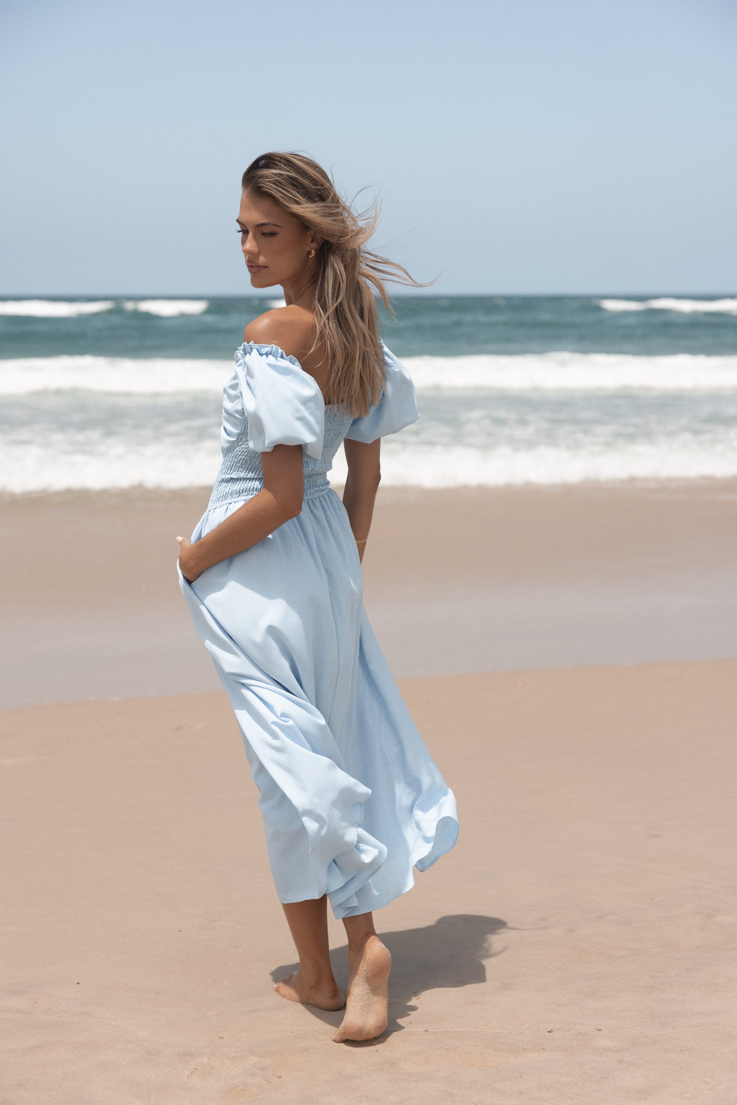 Petal and Pup USA DRESSES Cintra Puff Sleeve Maxi Dress - Blue (Hold for Rack)