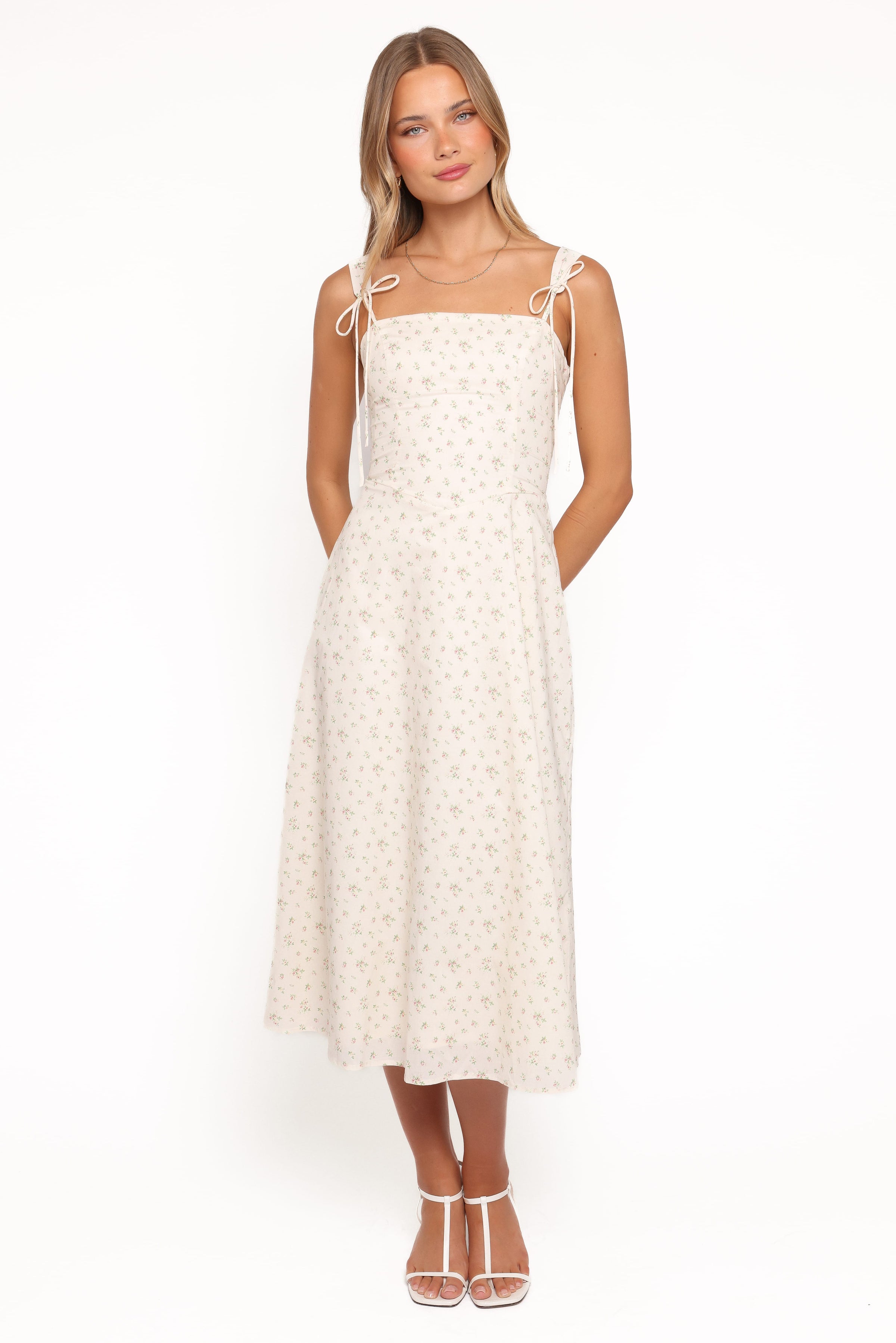 Petal and Pup USA DRESSES Clarissa Midi Dress - White Betty
