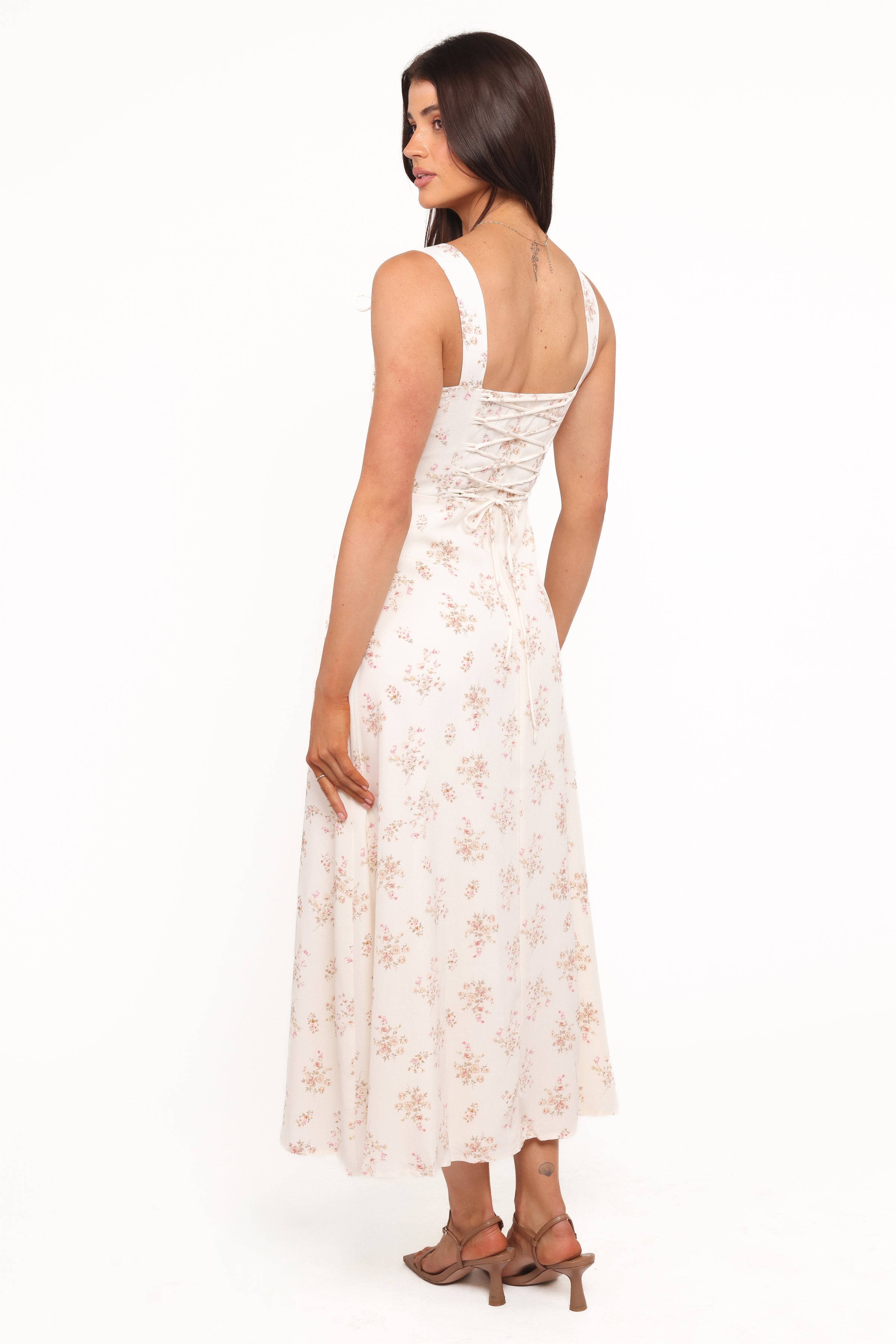 Petal and Pup USA DRESSES Clarissa Midi Dress - White Floral