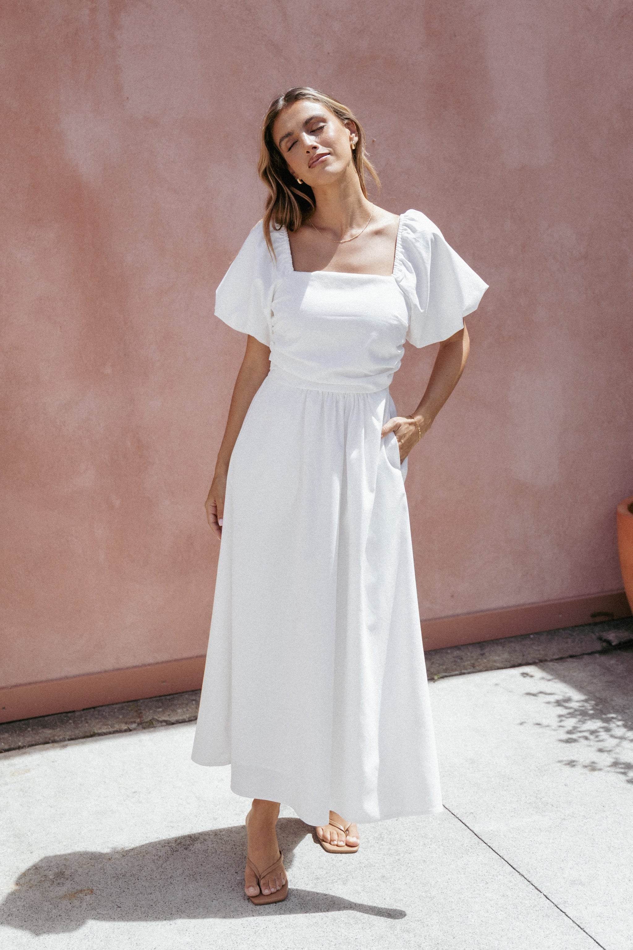 Petal and Pup Women's Clo Puff Sleeve Midi Dress