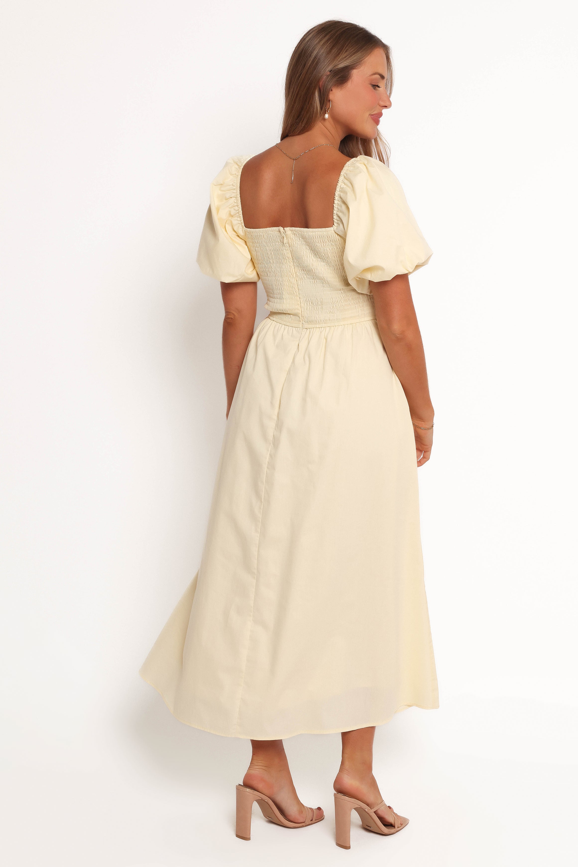 Petal and Pup USA DRESSES Clo Puff Sleeve Midi Dress - Yellow