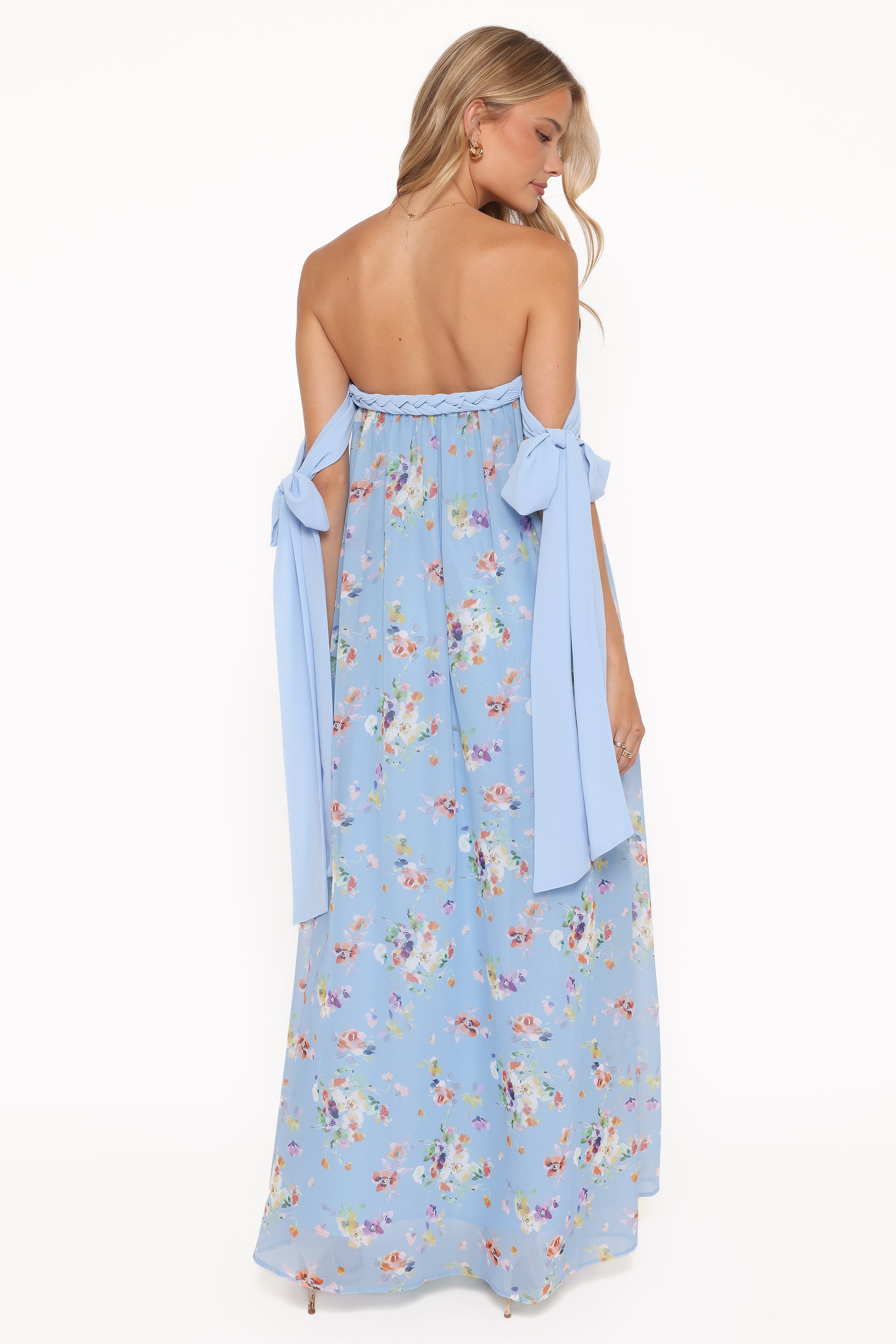 Petal and Pup USA DRESSES Codie Off Shoulder Maxi Dress - Cornflower Blue Floral