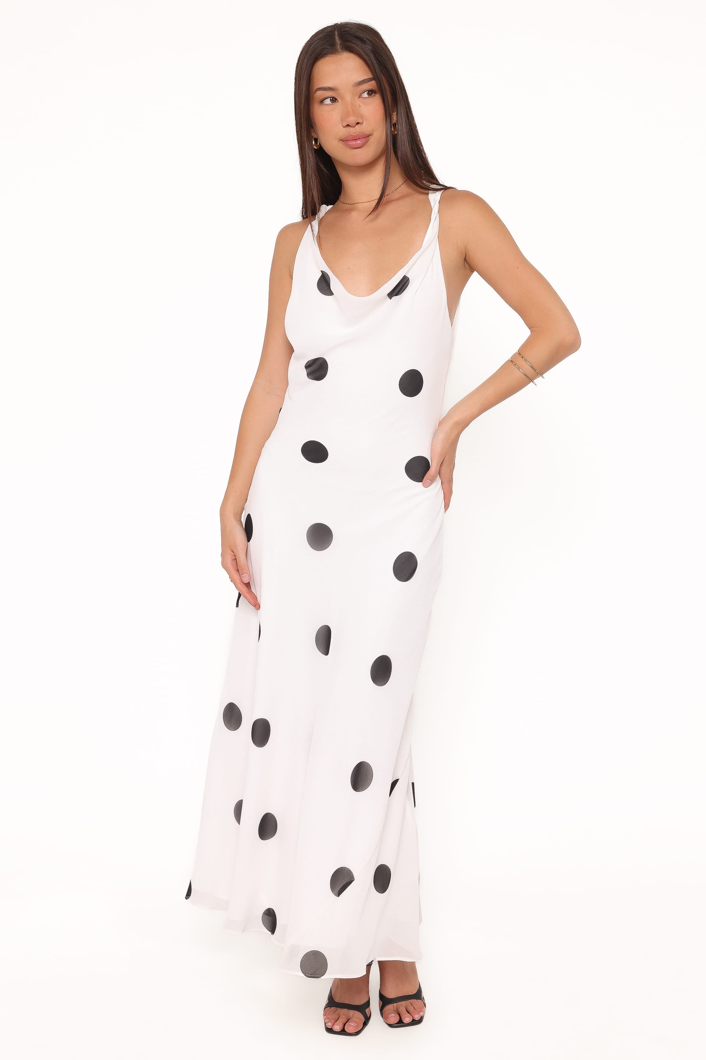 Petal and Pup USA DRESSES Collette Maxi Dress - White Polka Dot