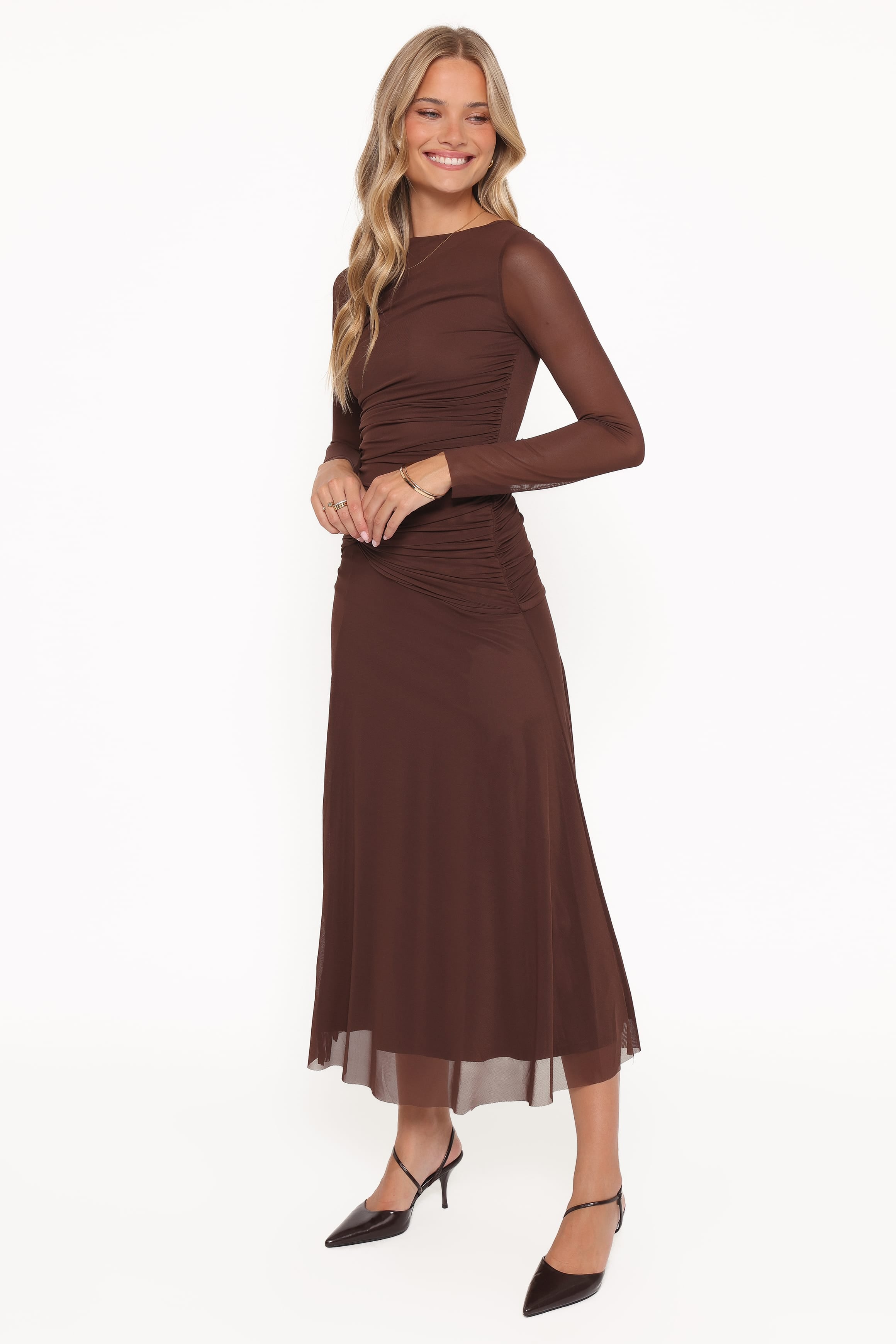 Petal and Pup USA DRESSES Colton Long Sleeve Maxi Dress - Brown