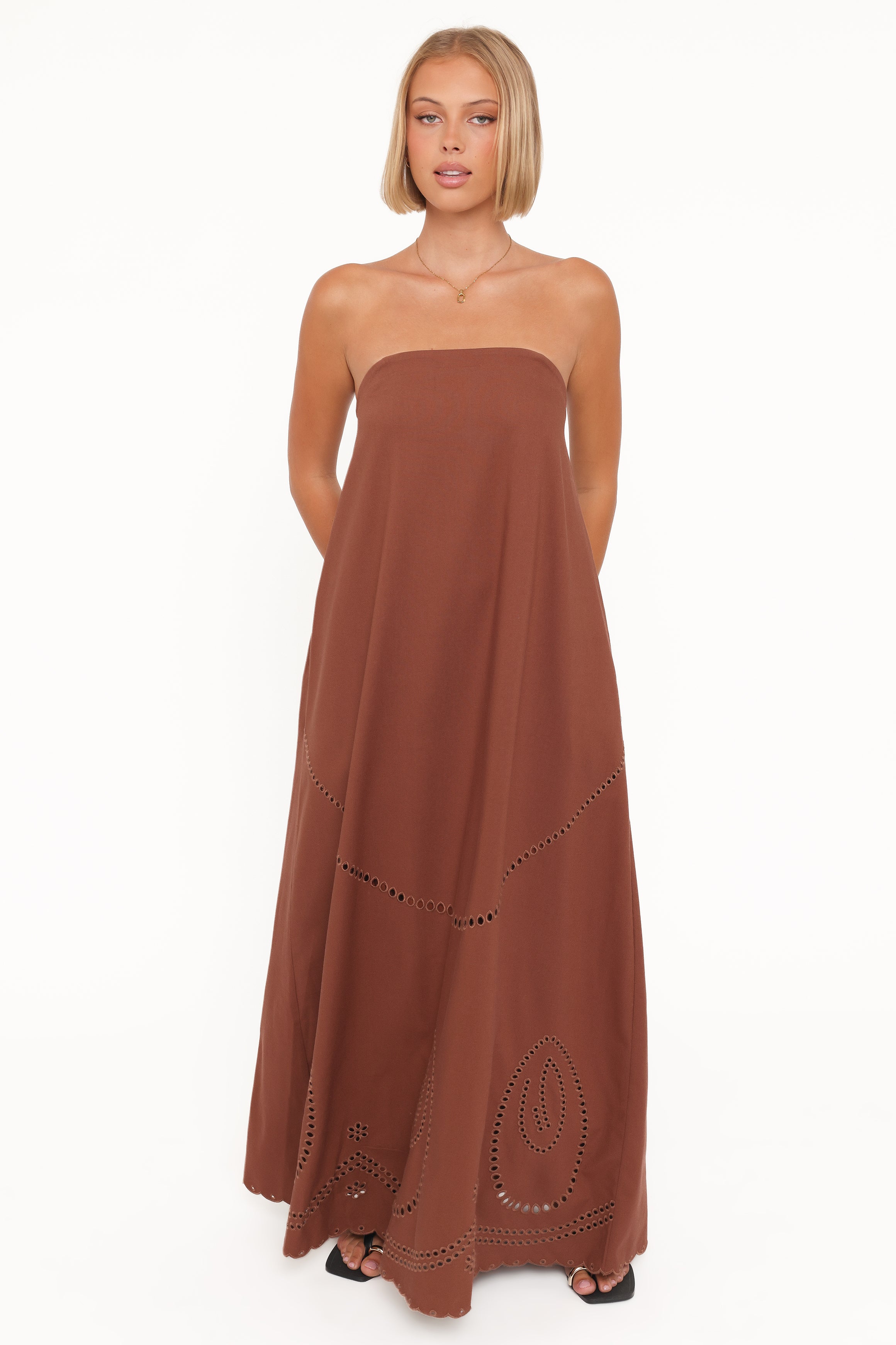 Petal and Pup USA DRESSES Como Strapless Maxi Dress - Brown