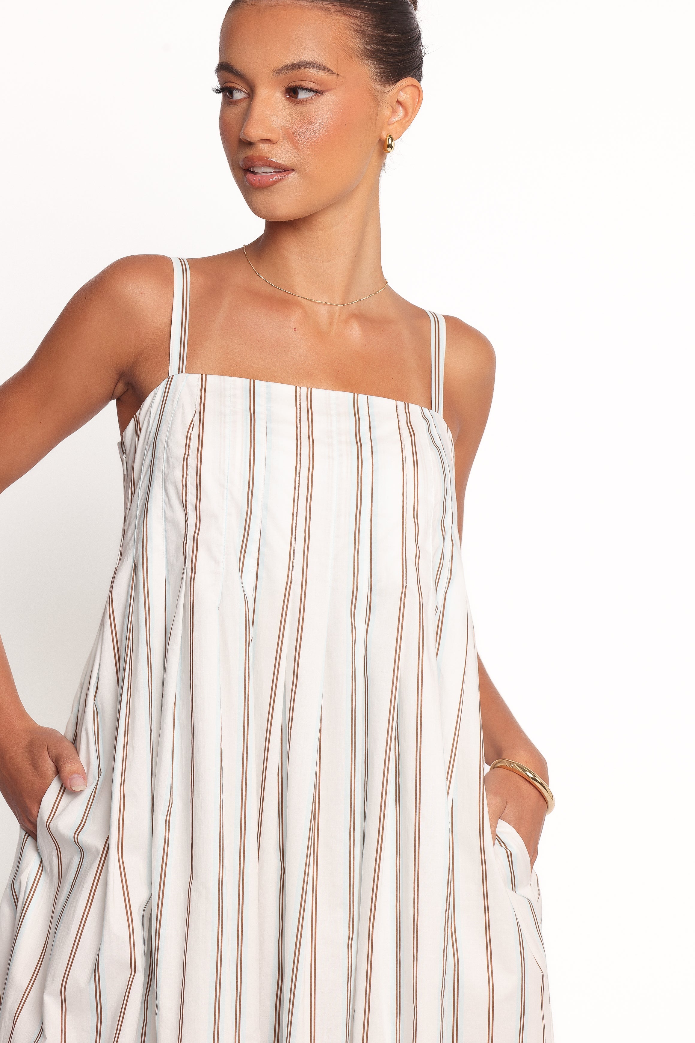 Petal and Pup USA DRESSES Corfu Midi Dress - Blue Stripe (Hold for Amazon)