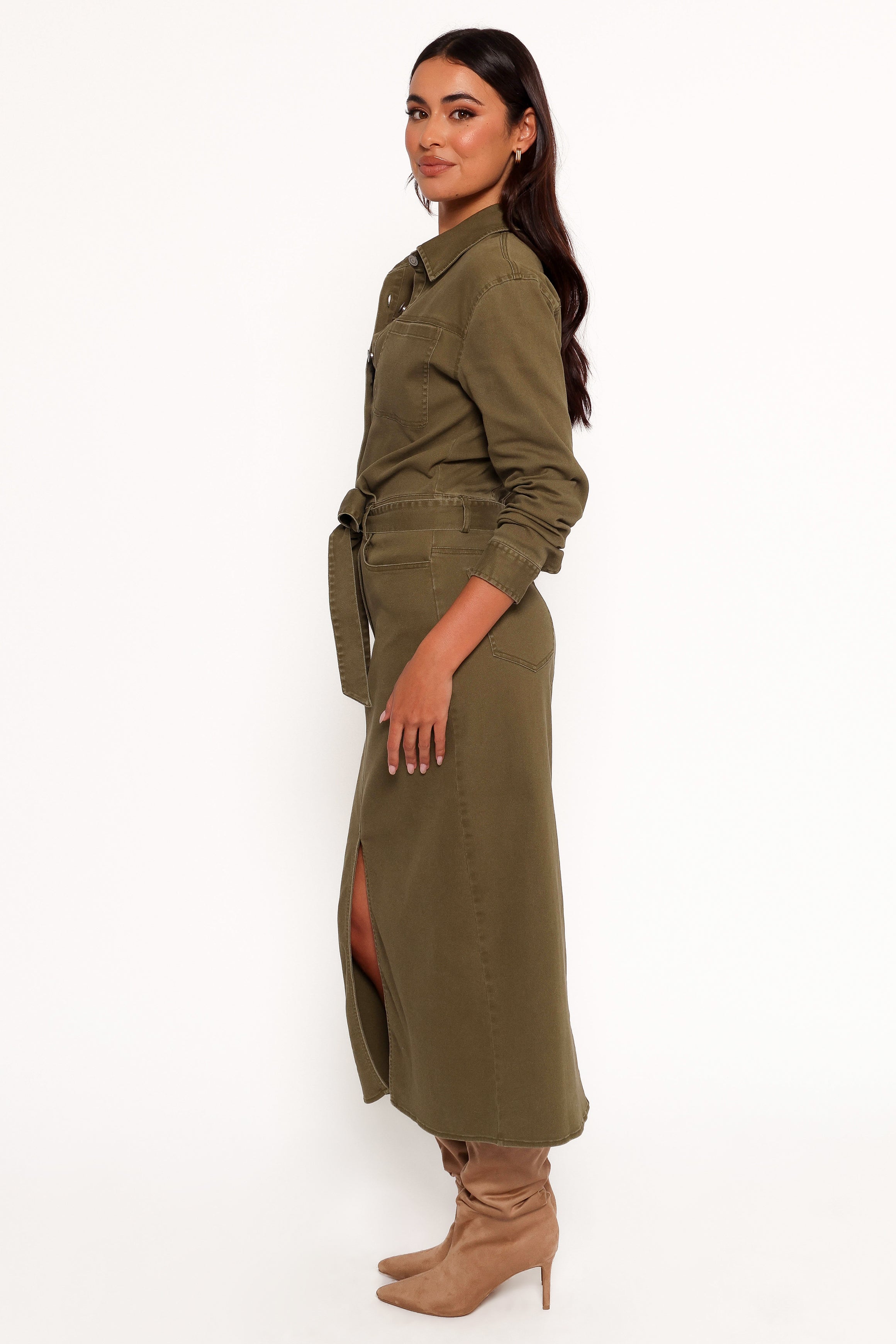 Petal and Pup USA DRESSES Cortney Long Sleeve Maxi Dress - Olive