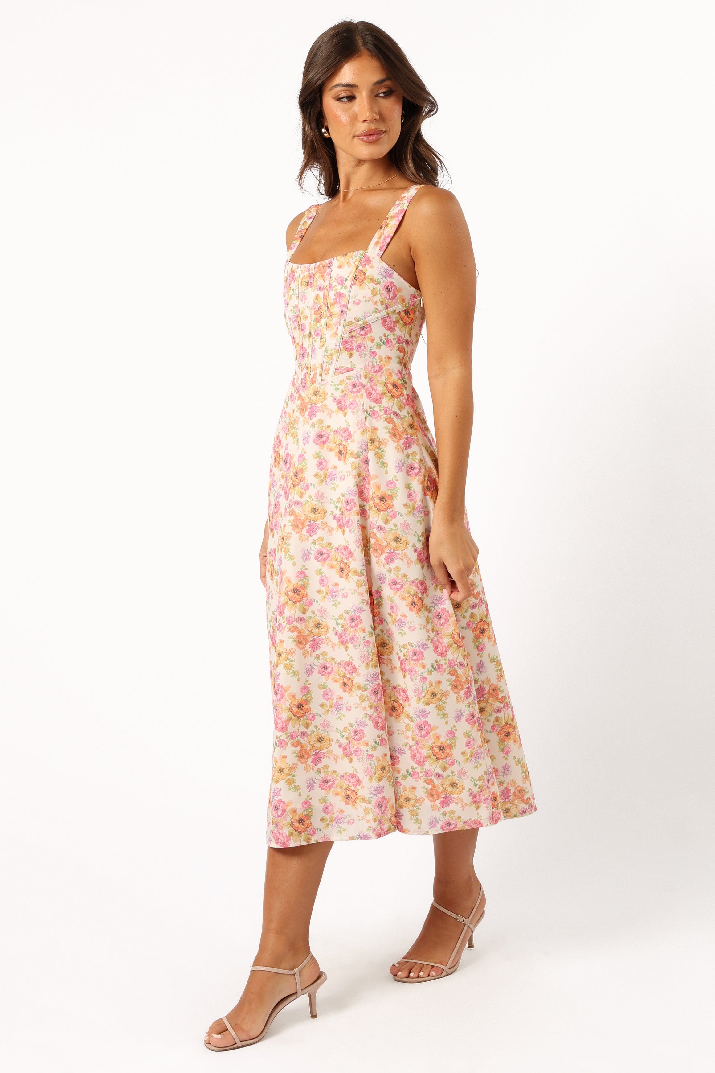 Petal and Pup USA DRESSES Cosima Midi Dress - Pink Floral