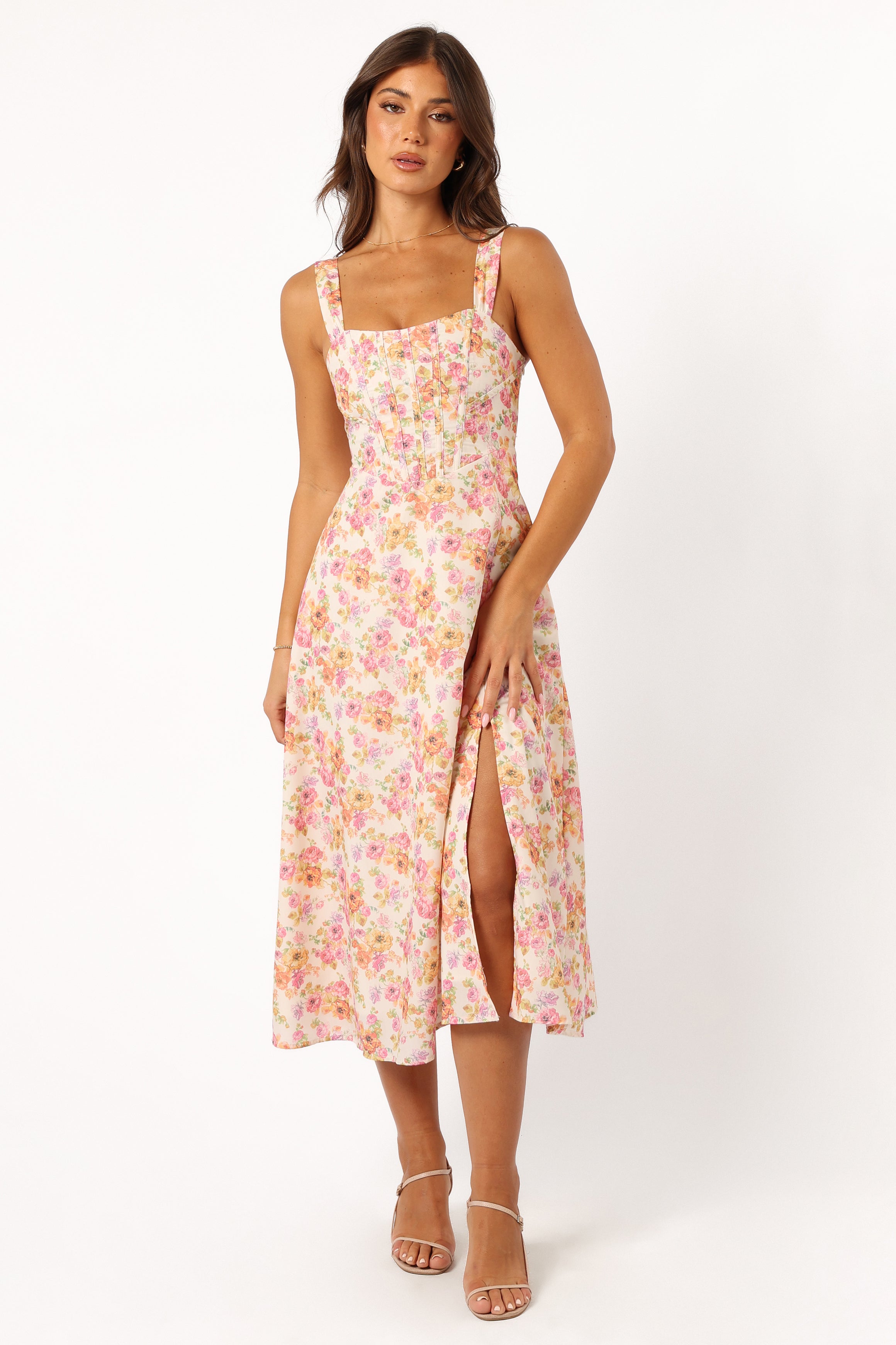 Petal and Pup USA DRESSES Cosima Midi Dress - Pink Floral