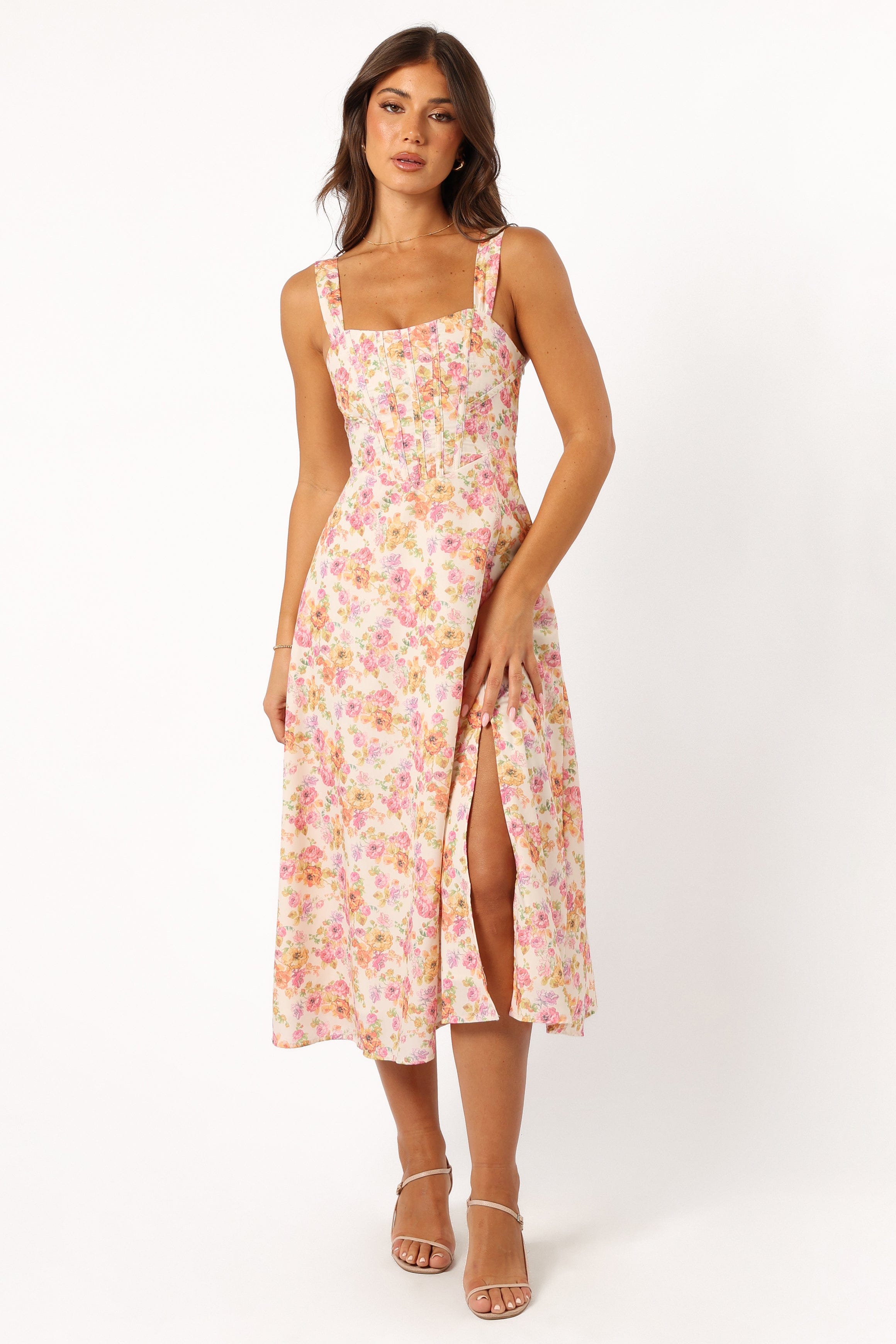 Petal and Pup USA DRESSES Cosima Midi Dress - Pink Floral