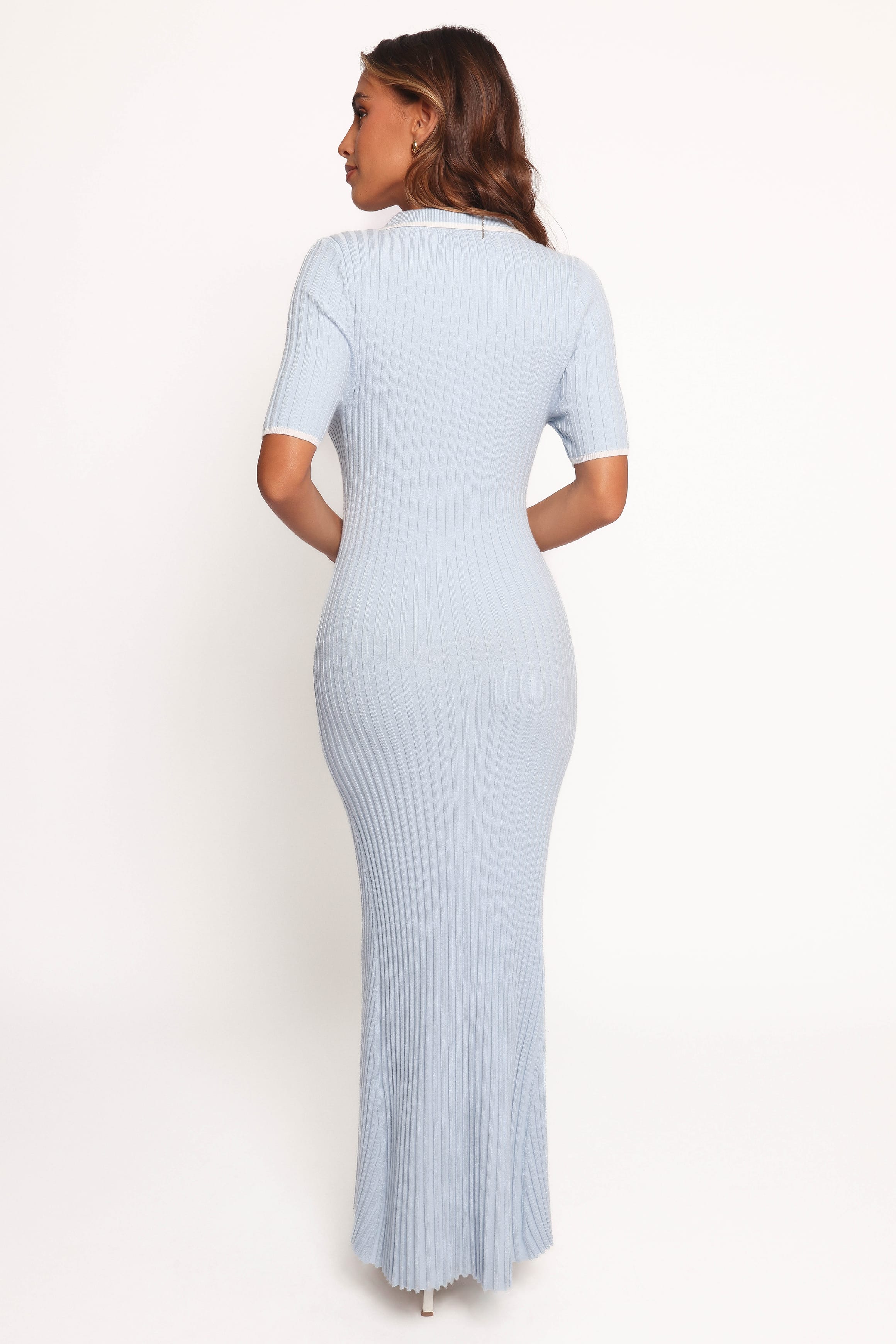 Petal and Pup USA DRESSES Crawford Short Sleeve Knit Dress - Pale Blue