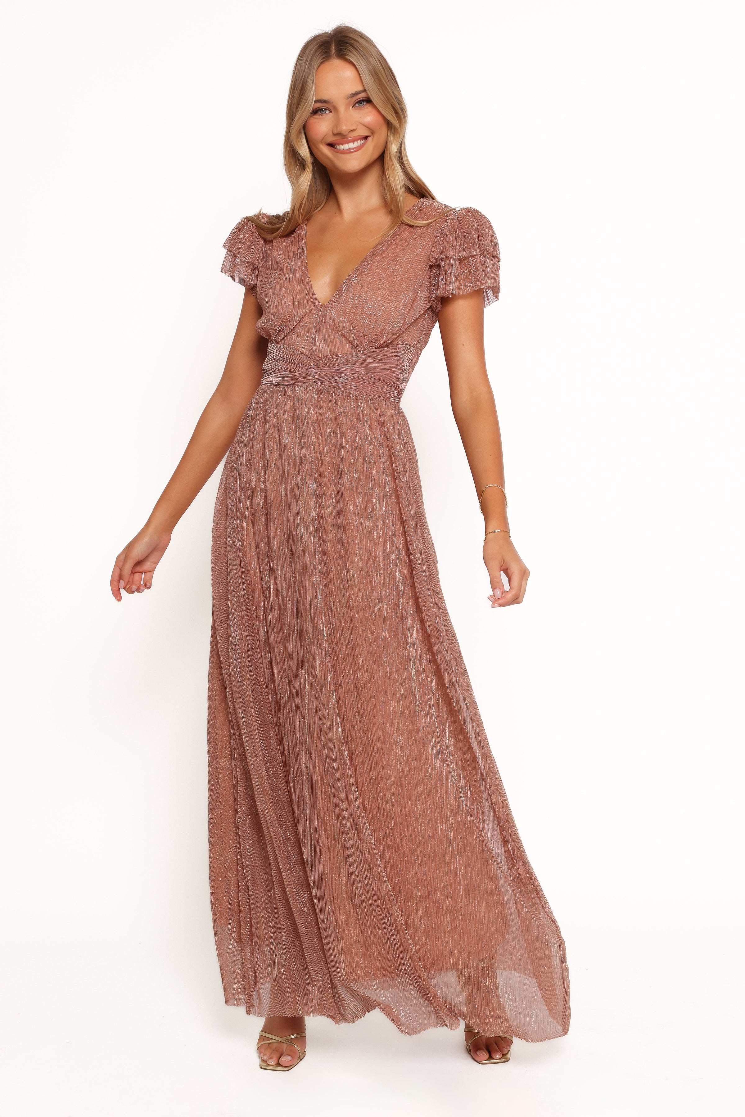 Petal and Pup USA DRESSES Cressida Maxi Dress - Rose Gold