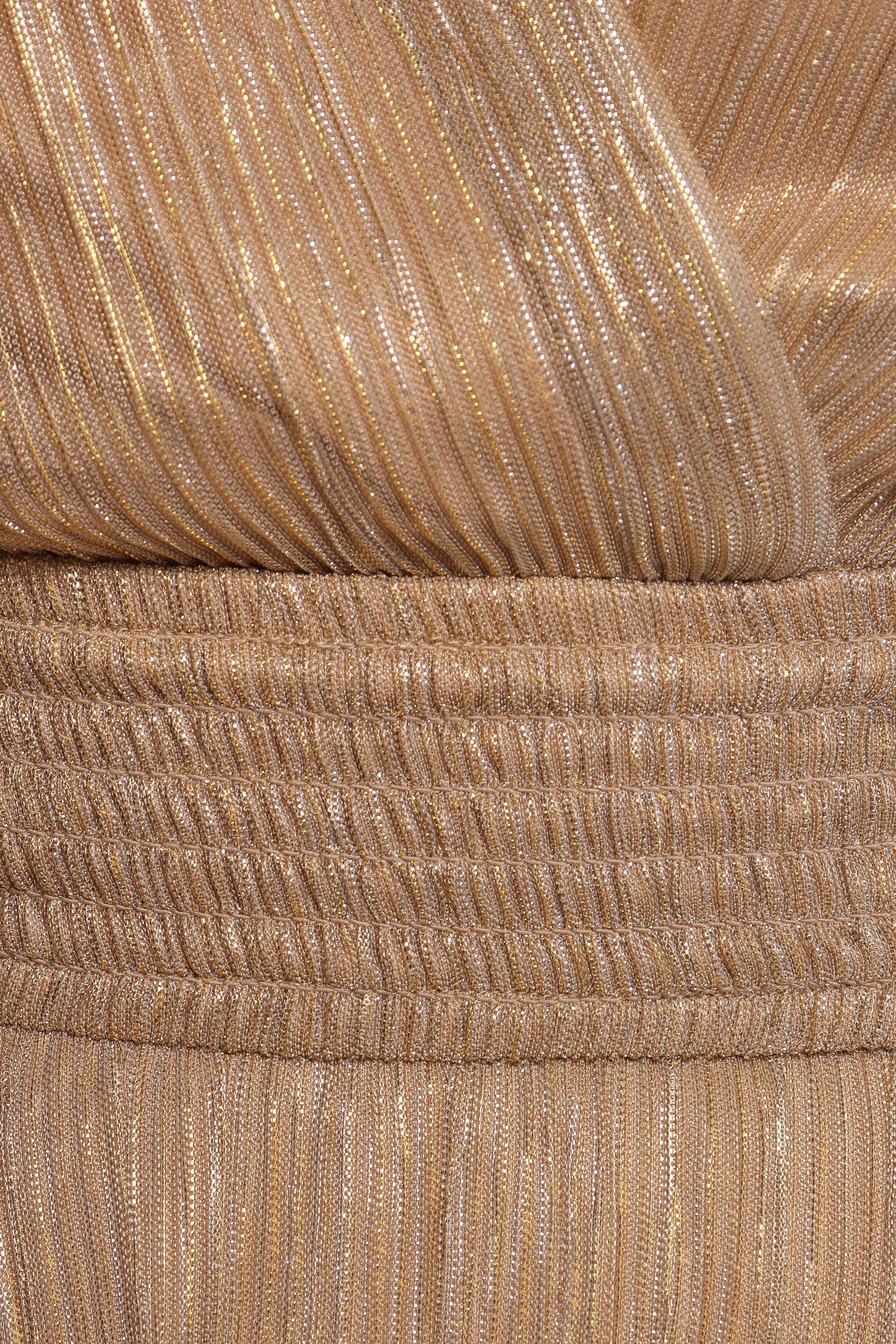 Petal and Pup USA DRESSES Cybil Pleated Tiered Midi Dress - Champagne Gold