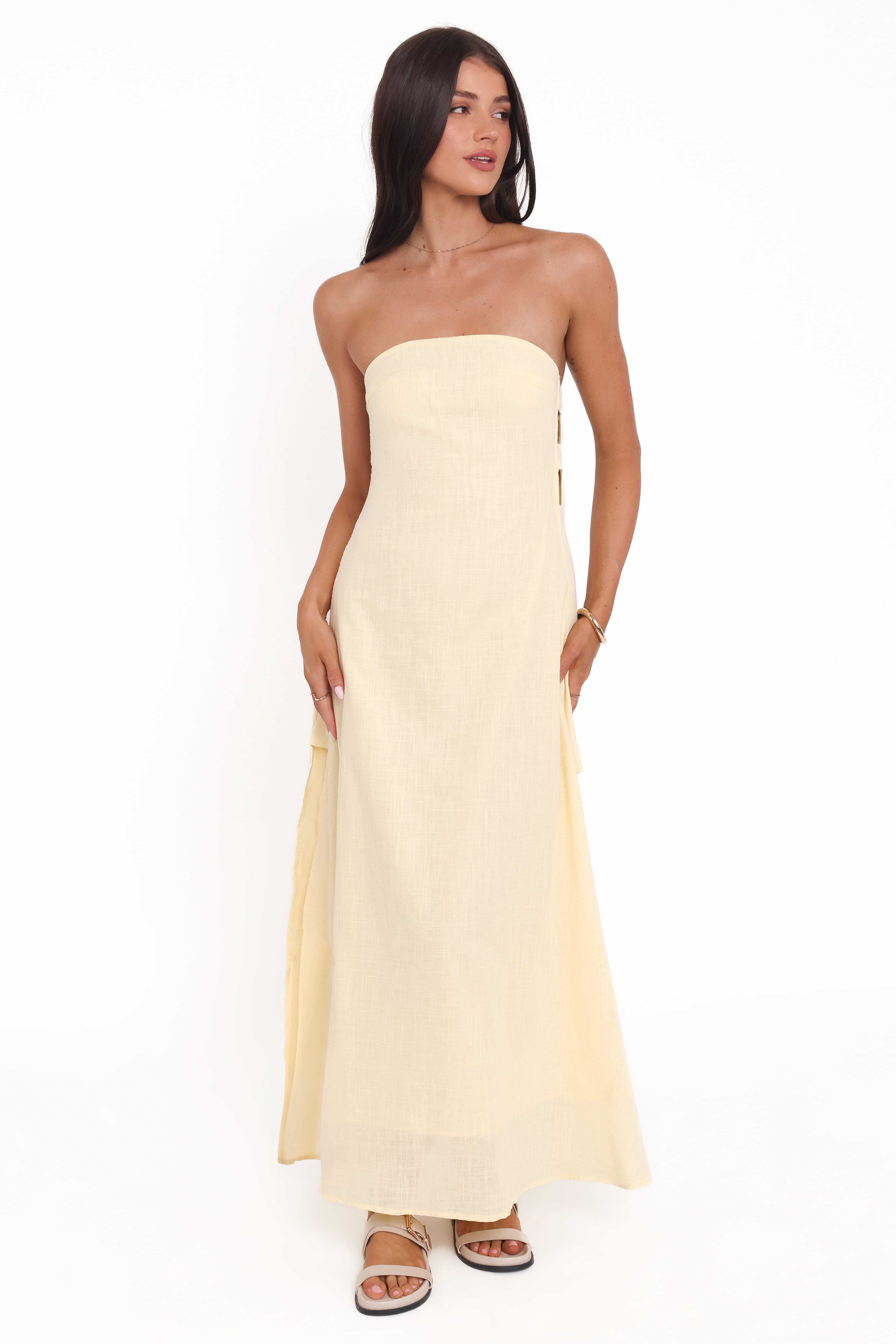 Petal and Pup USA DRESSES Cyrus Strapless Maxi Dress - Butter Yellow