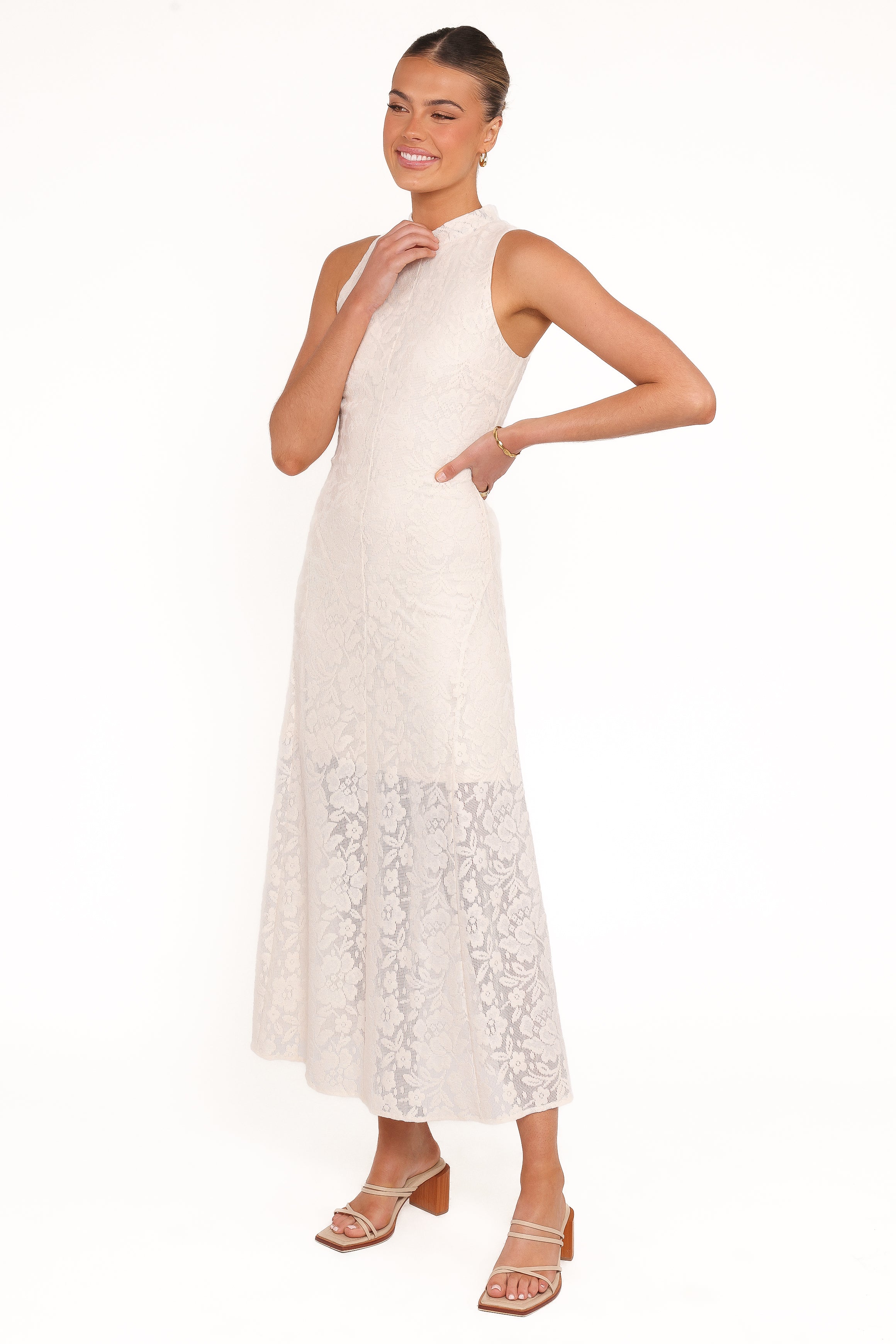 Petal and Pup USA DRESSES Danni Lace Midi Dress - Ecru