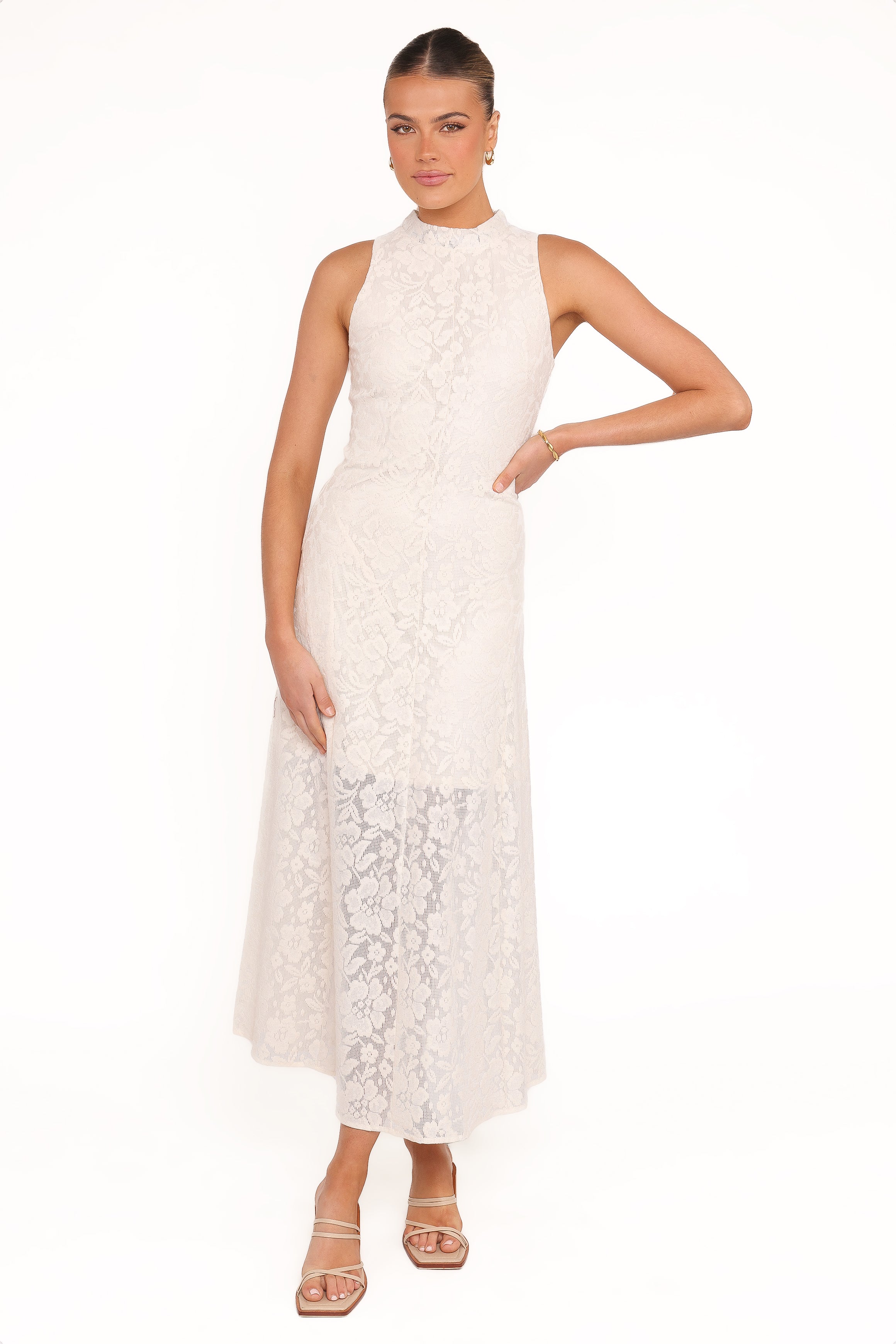 Petal and Pup USA DRESSES Danni Lace Midi Dress - Ecru