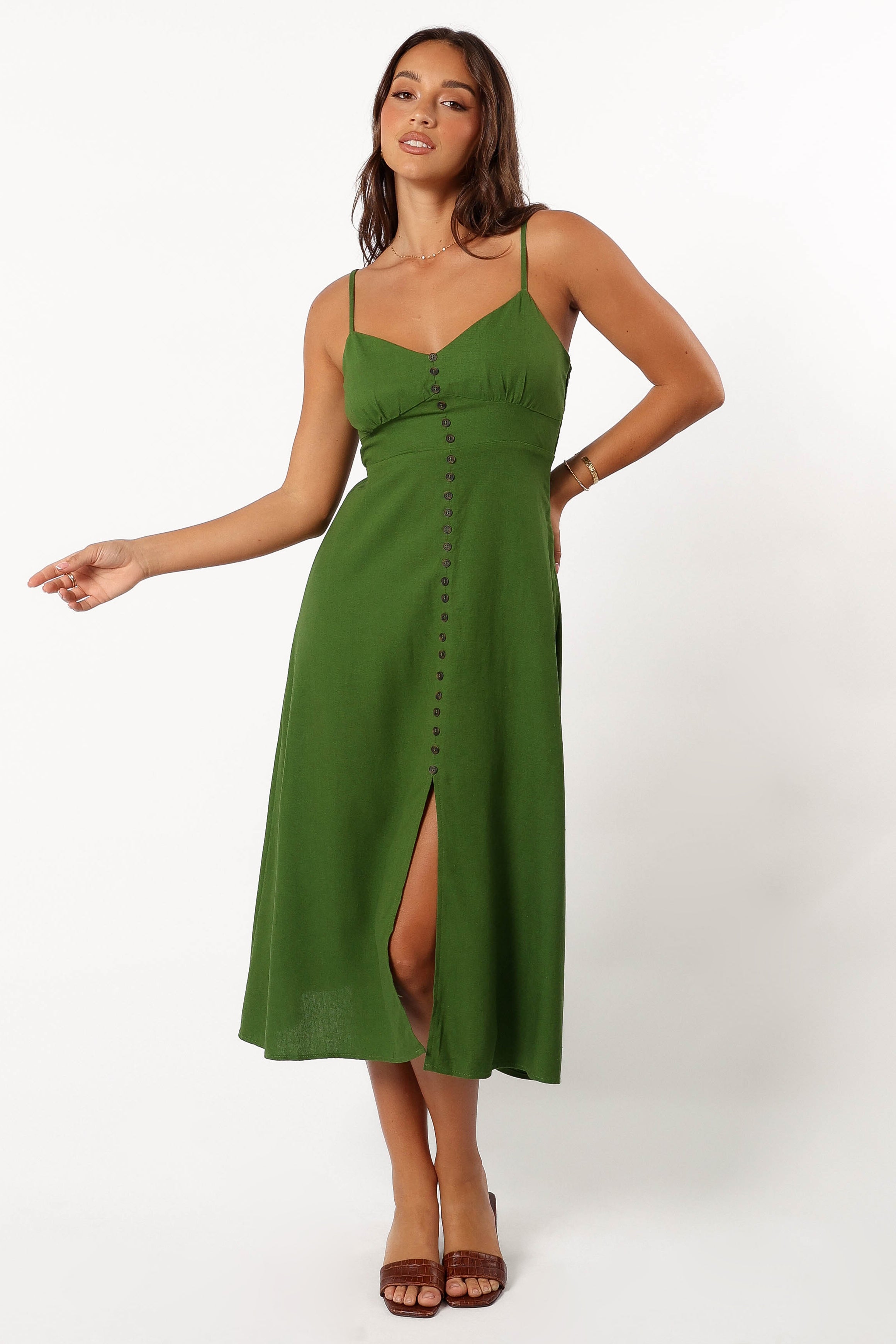 Petal and Pup USA DRESSES Darby Midi Dress - Ibiza Green