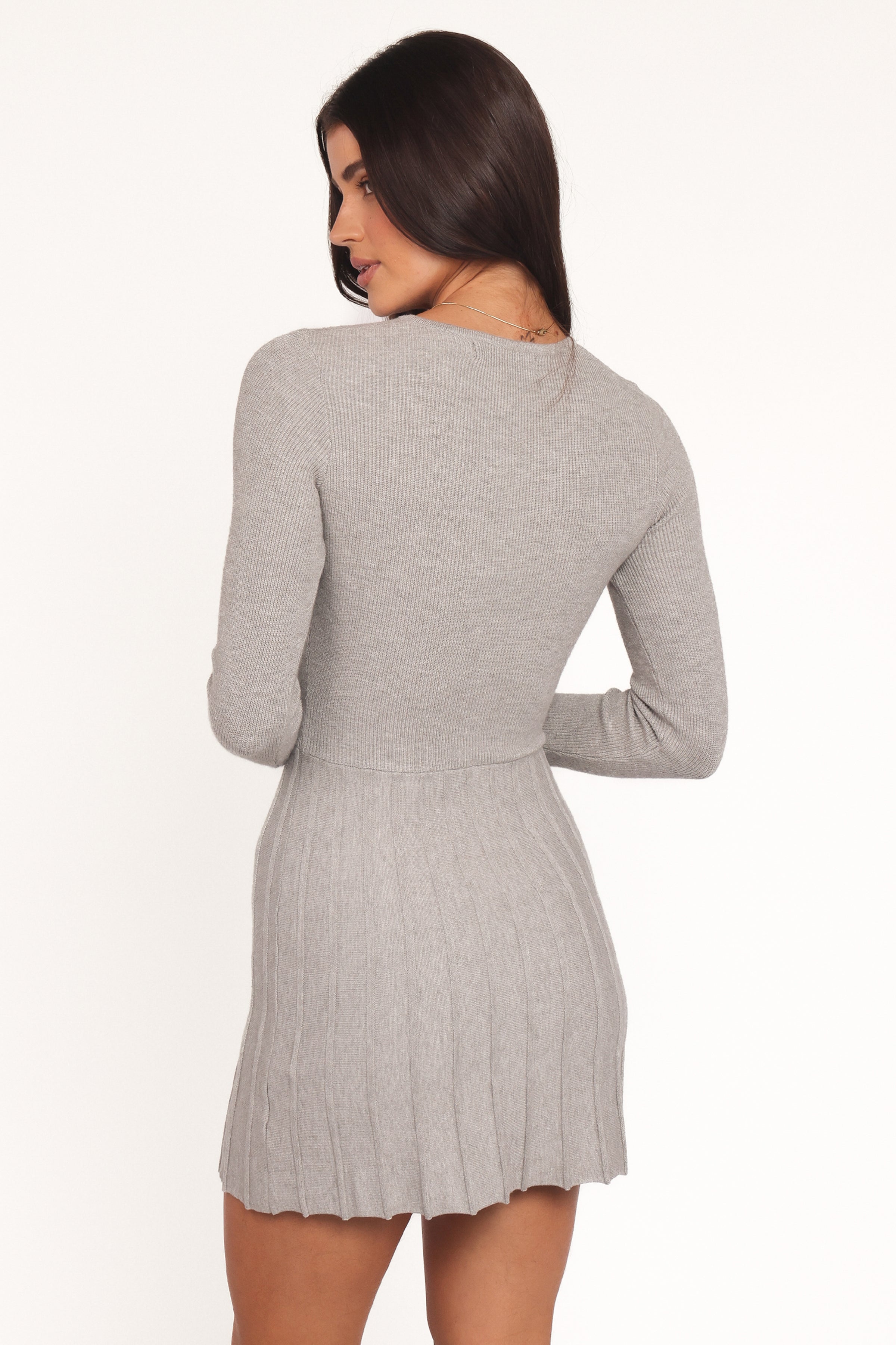 Petal and Pup USA DRESSES Darlina Long Sleeve Mini Dress - Heather Grey