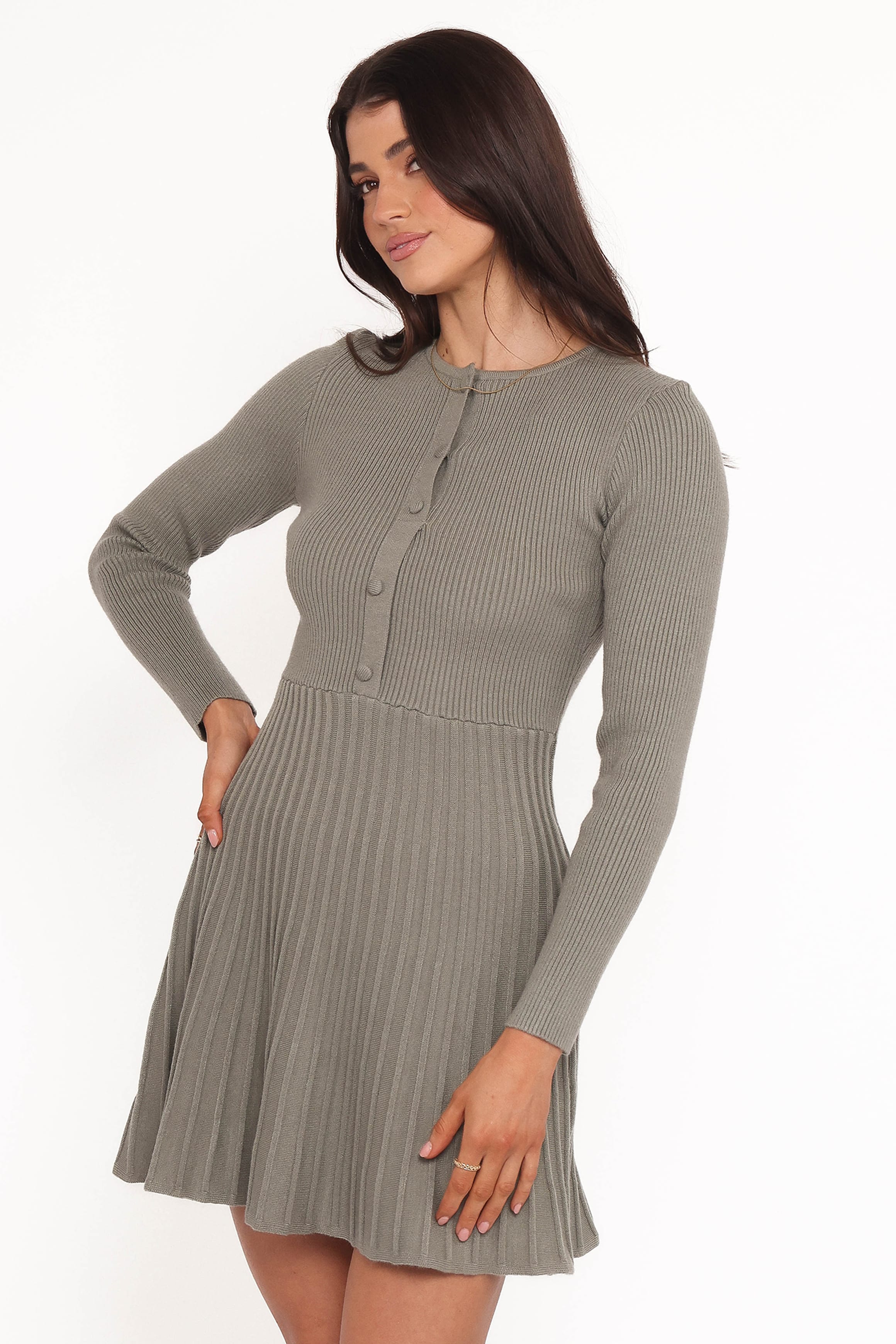 Petal and Pup USA DRESSES Darlina Long Sleeve Mini Dress - Olive