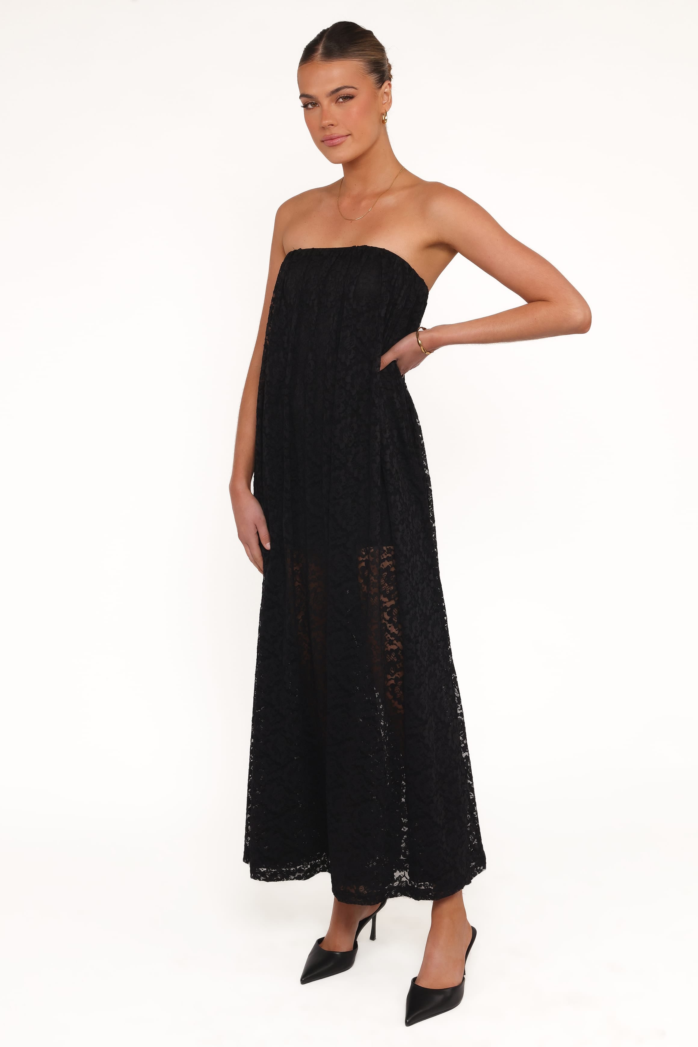 Petal and Pup USA DRESSES Davina Maxi Dress - Black Lace