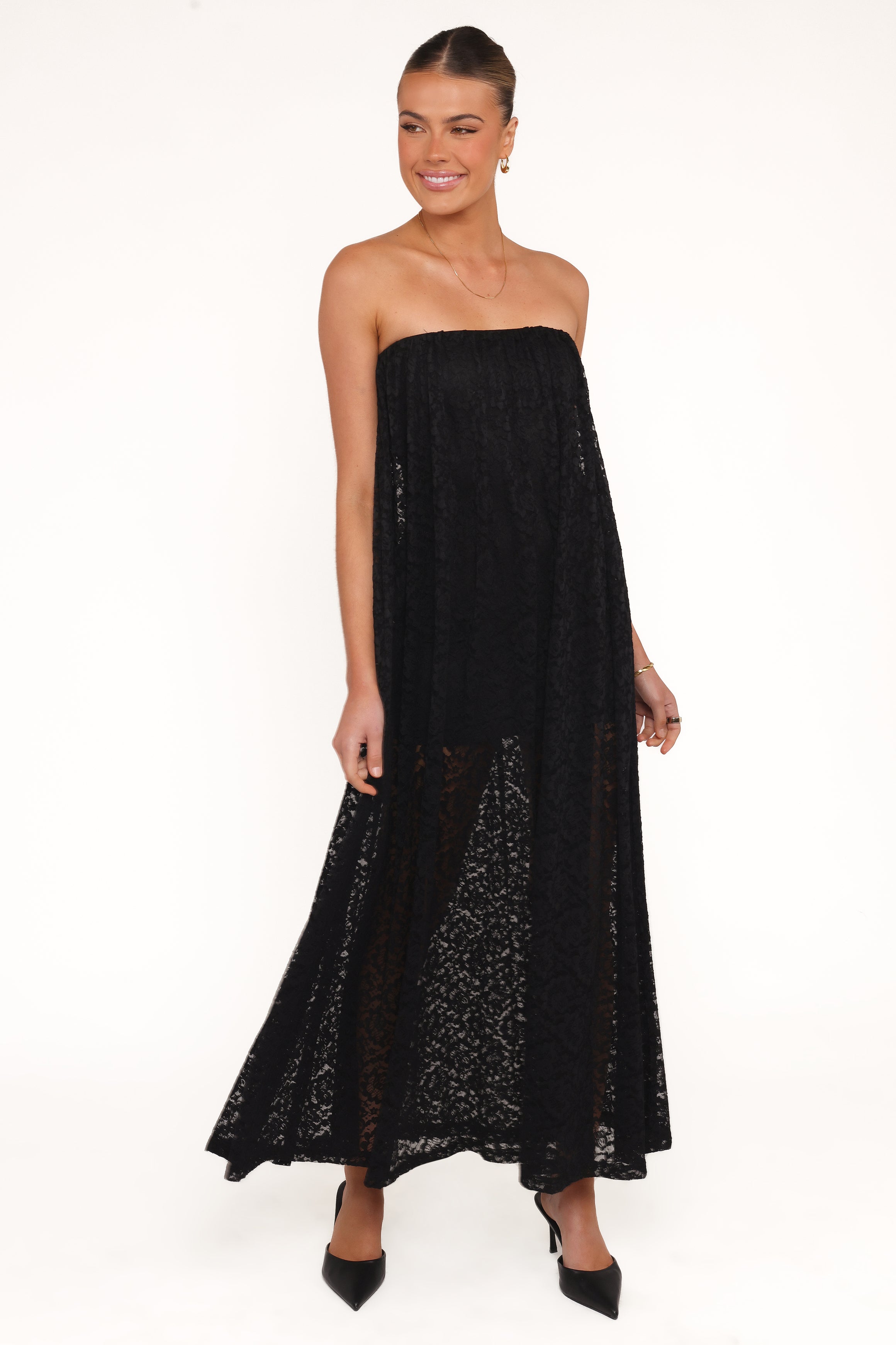 Petal and Pup USA DRESSES Davina Maxi Dress - Black Lace