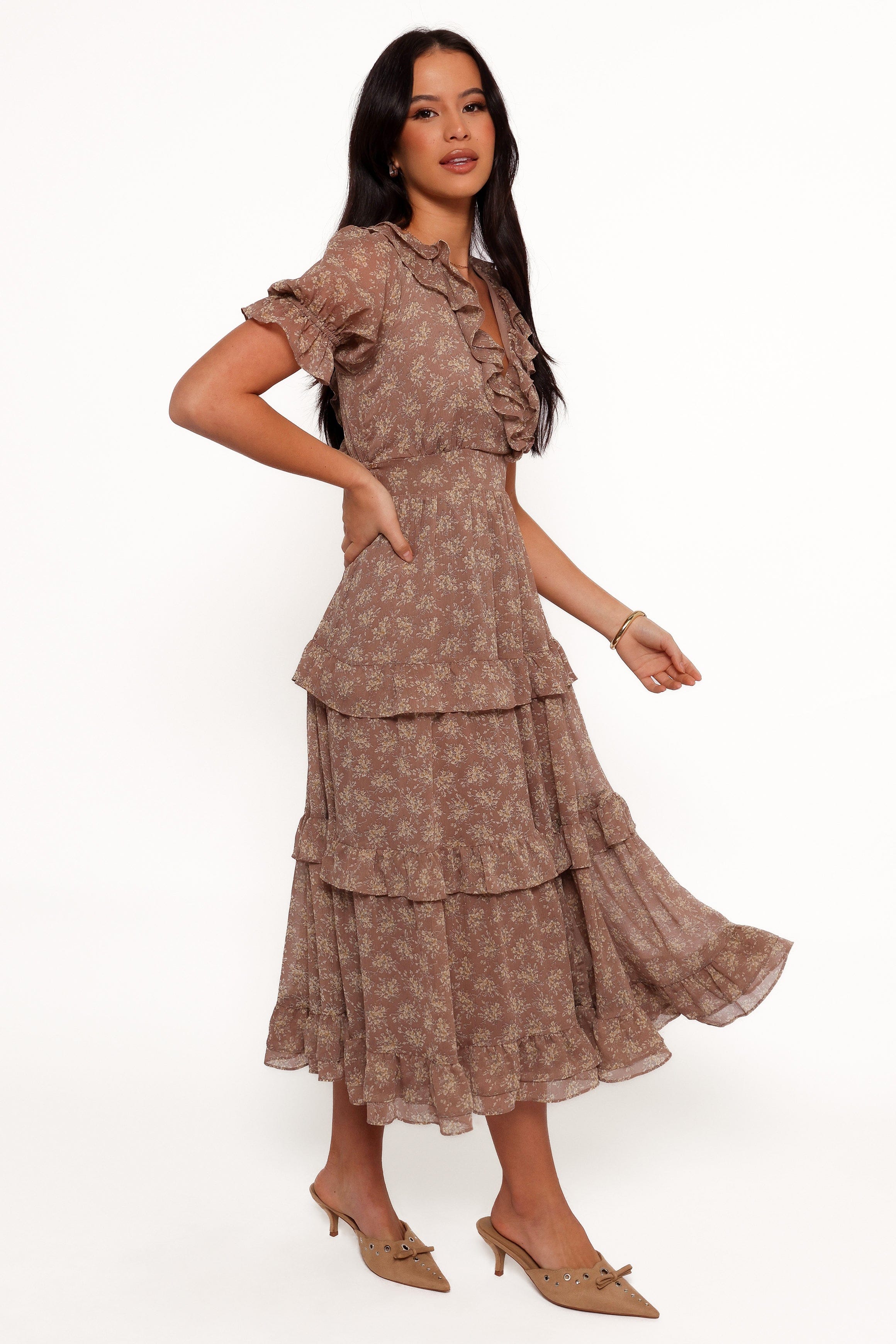 Petal and Pup USA DRESSES Dayla Maxi Dress - Brown/Light Beige
