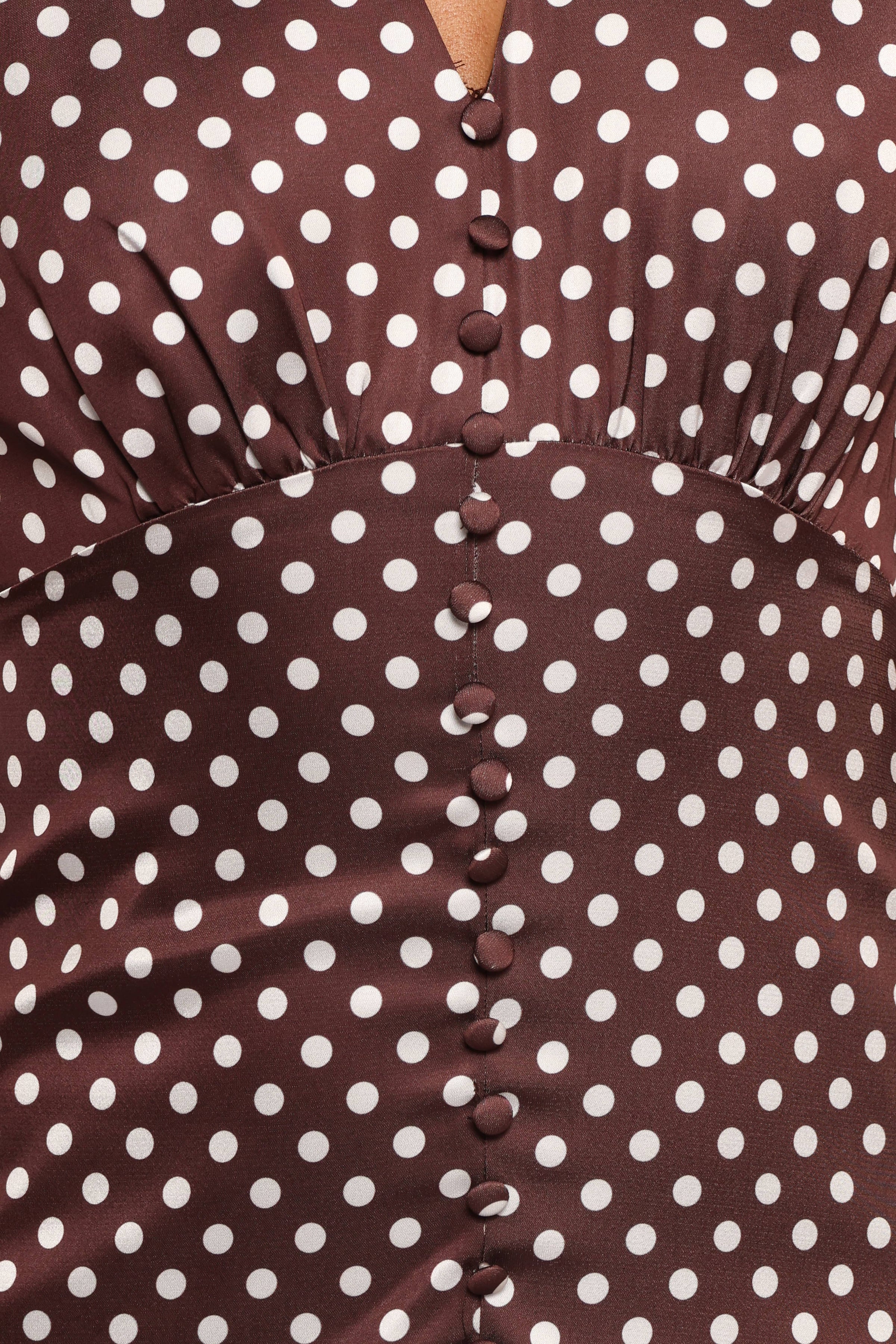 Petal and Pup USA DRESSES Dean Maxi Dress - Brown Polka Dot