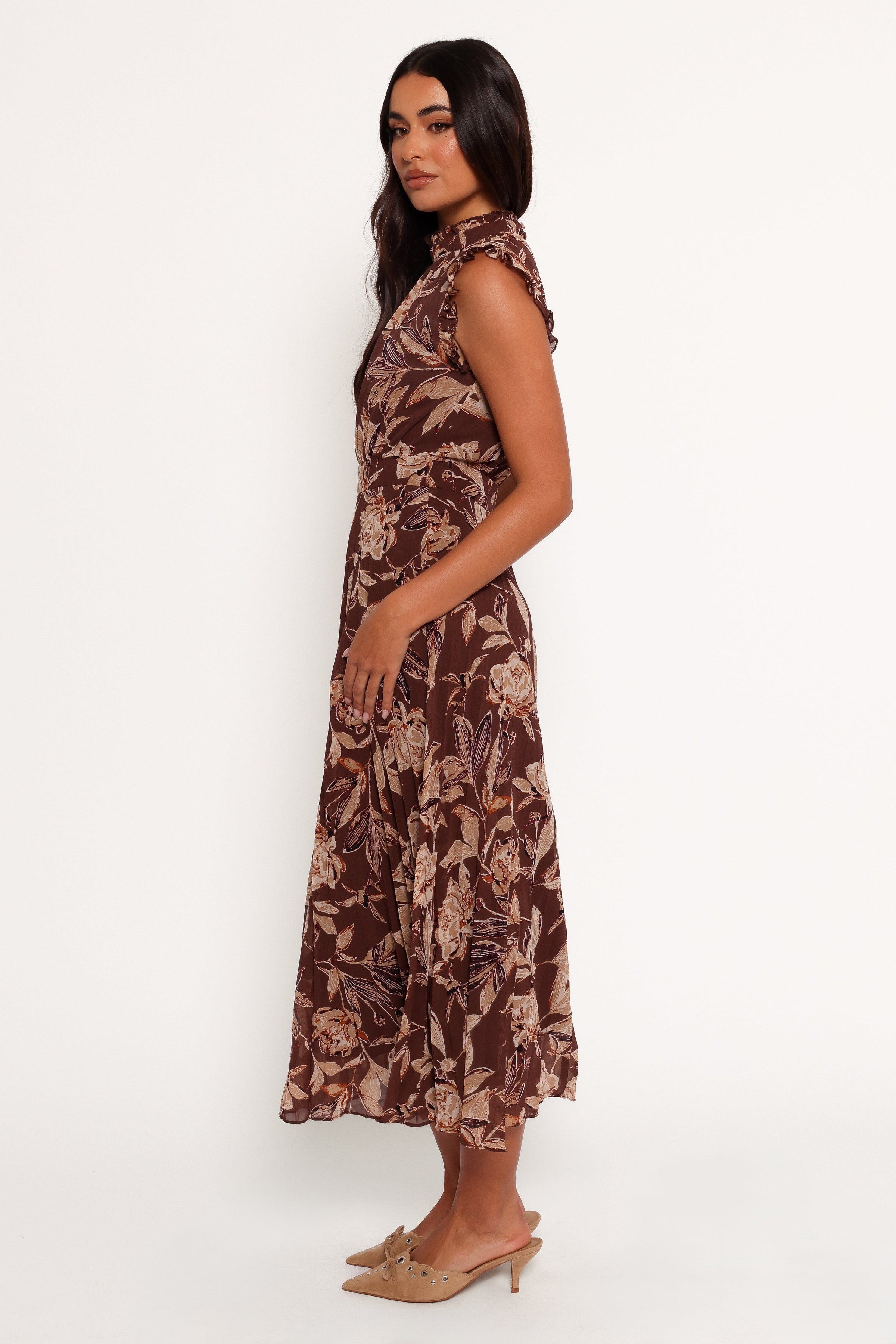 Petal and Pup USA DRESSES Delphine Maxi Dress - Brown Floral