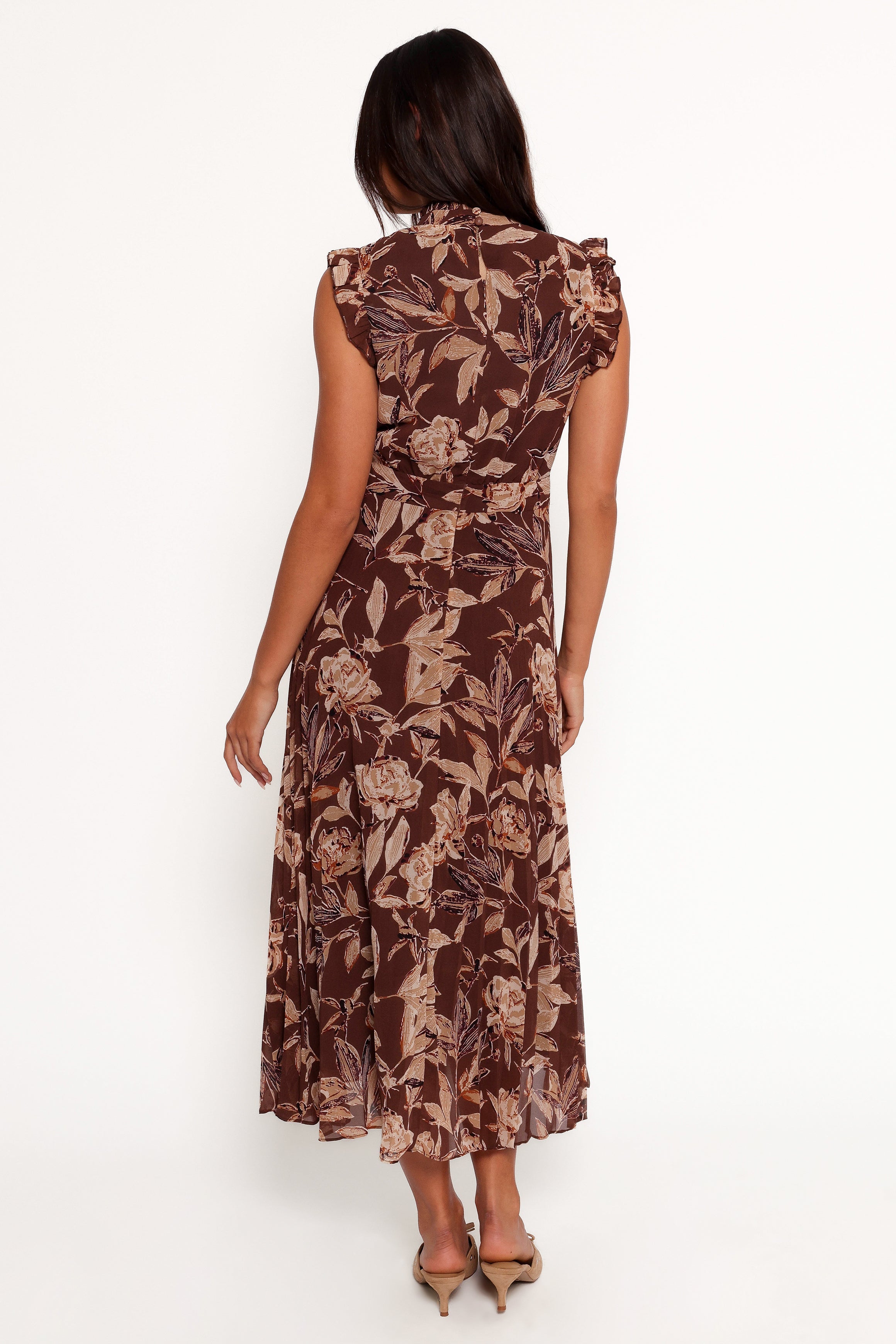 Petal and Pup USA DRESSES Delphine Maxi Dress - Brown Floral