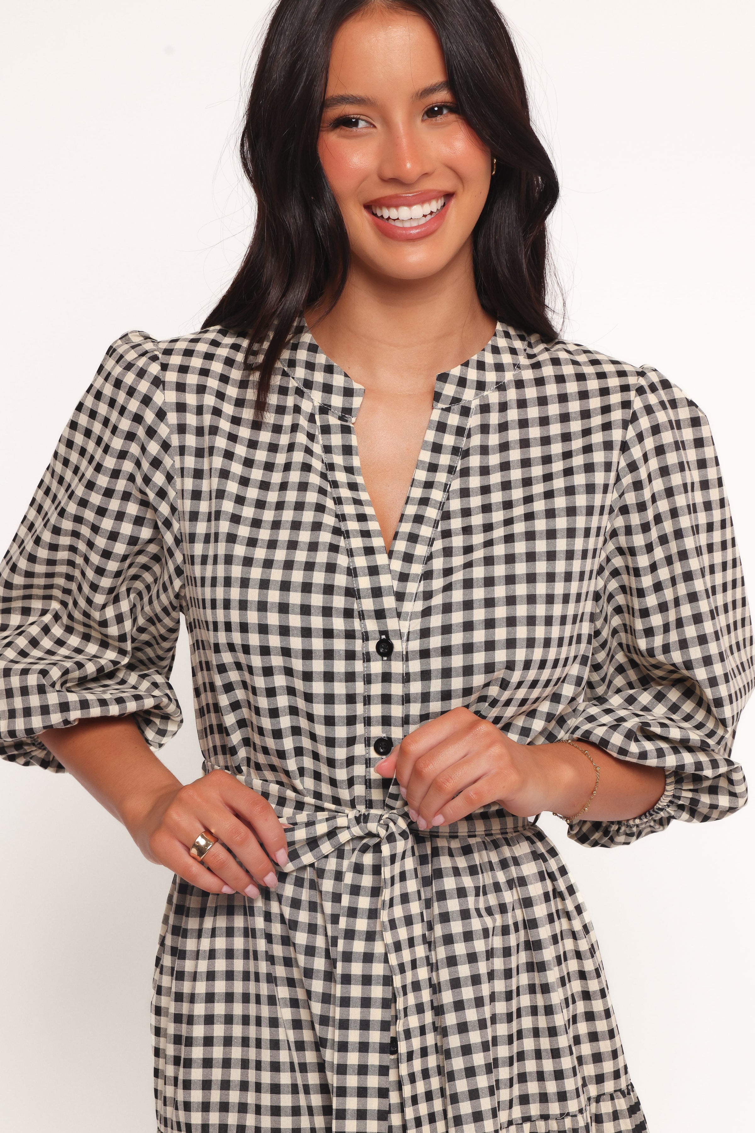 Petal and Pup USA DRESSES Dixon Maxi Dress - Black Cream Gingham