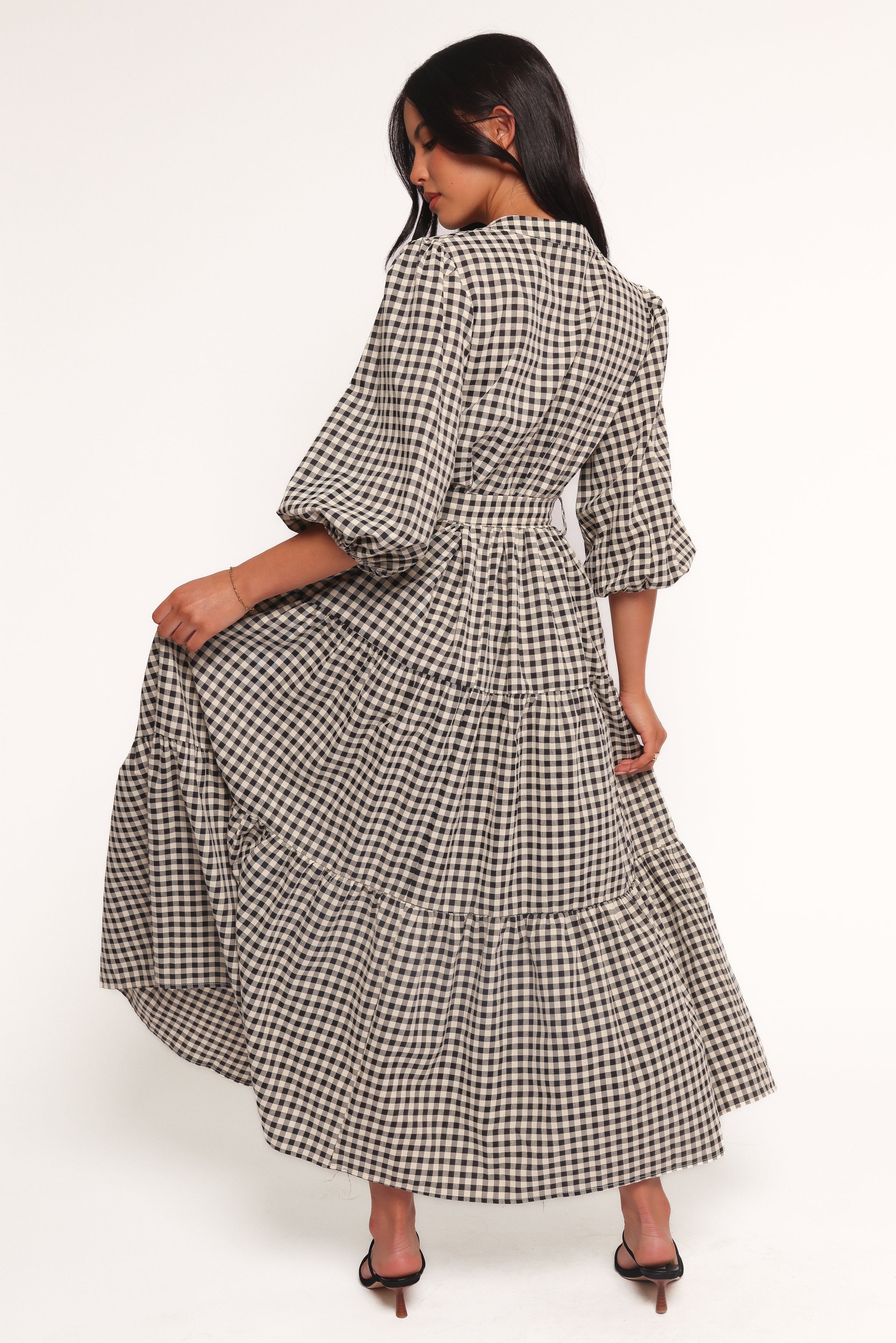 Petal and Pup USA DRESSES Dixon Maxi Dress - Black Cream Gingham